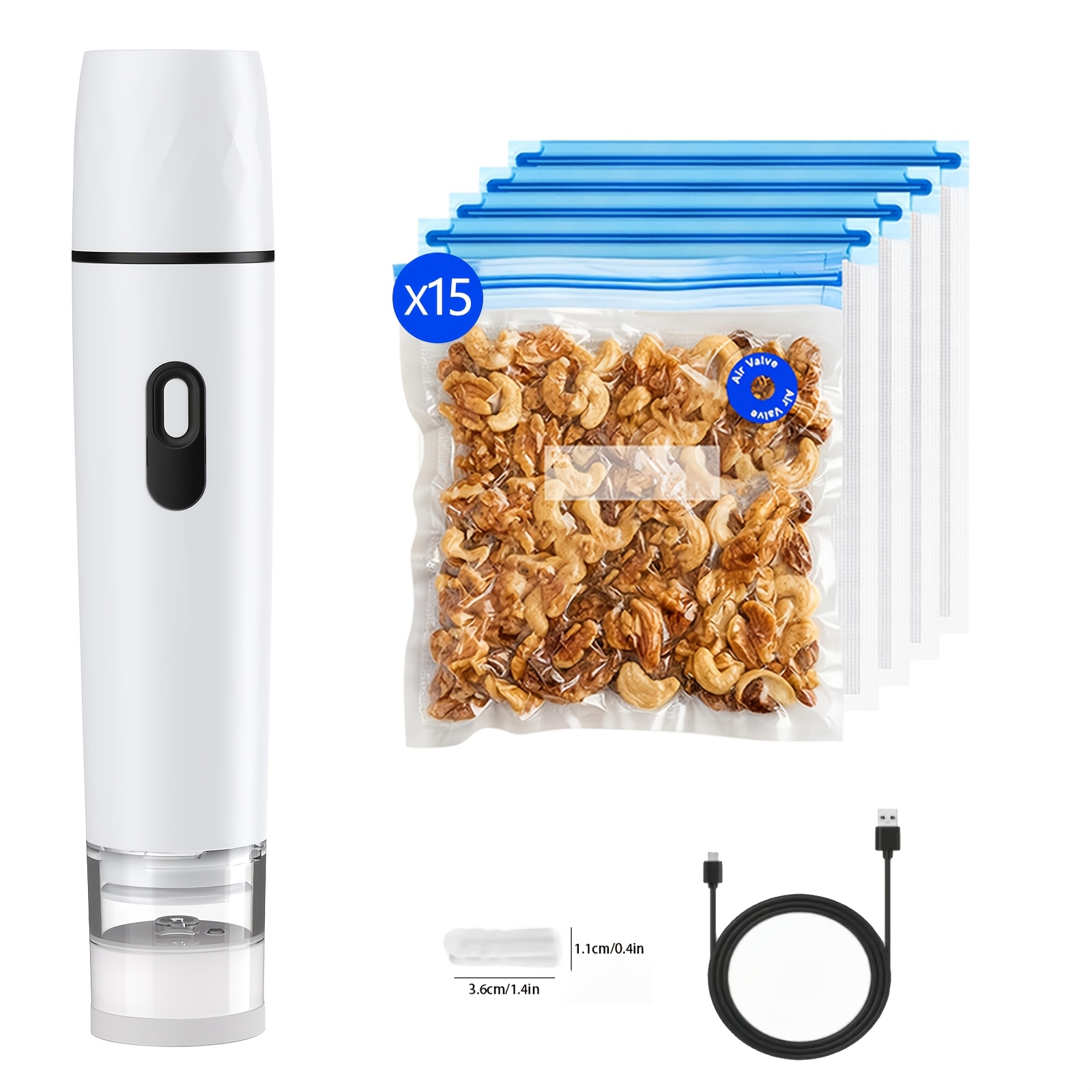 Temu – TEMU For Food Vacuum Sealer (vacuum Machine + 15 Vacuum Bags) Powerful Handheld Vacuum Machine, Vacuum Sealing Machine For Food Storage, Vacuum