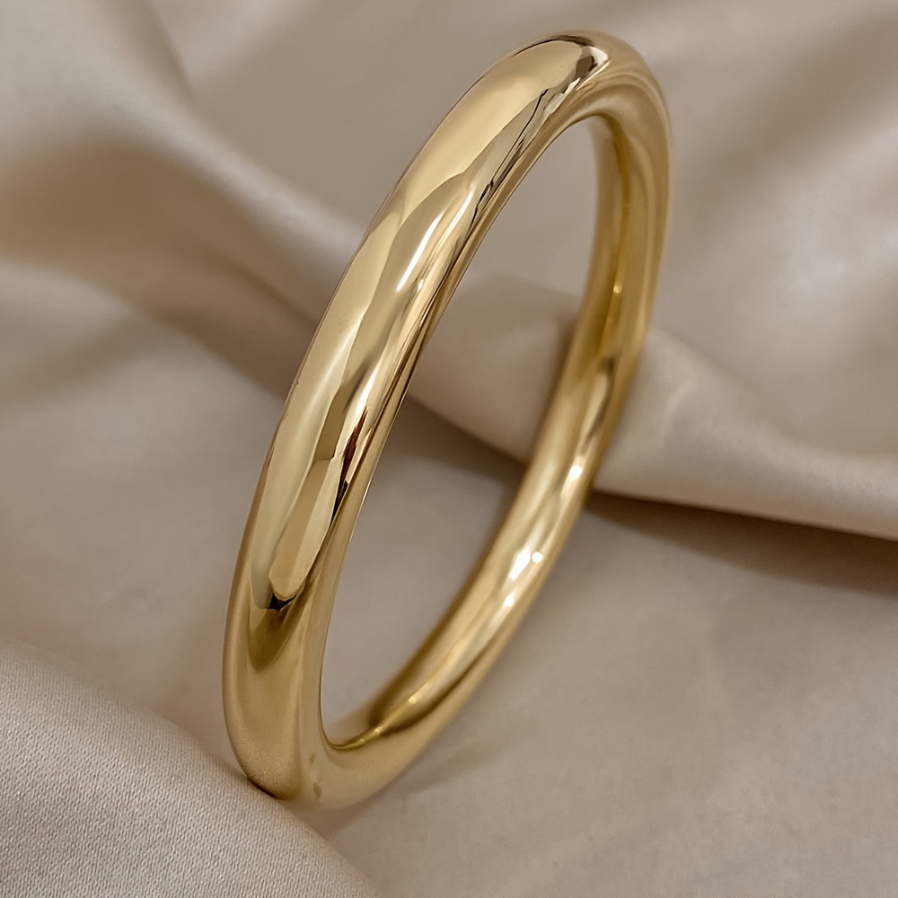 TEMU 1pc Hollow Stainless Steel Bracelet Bangle, Solid Color Glossy Bangle Bracelet For Men