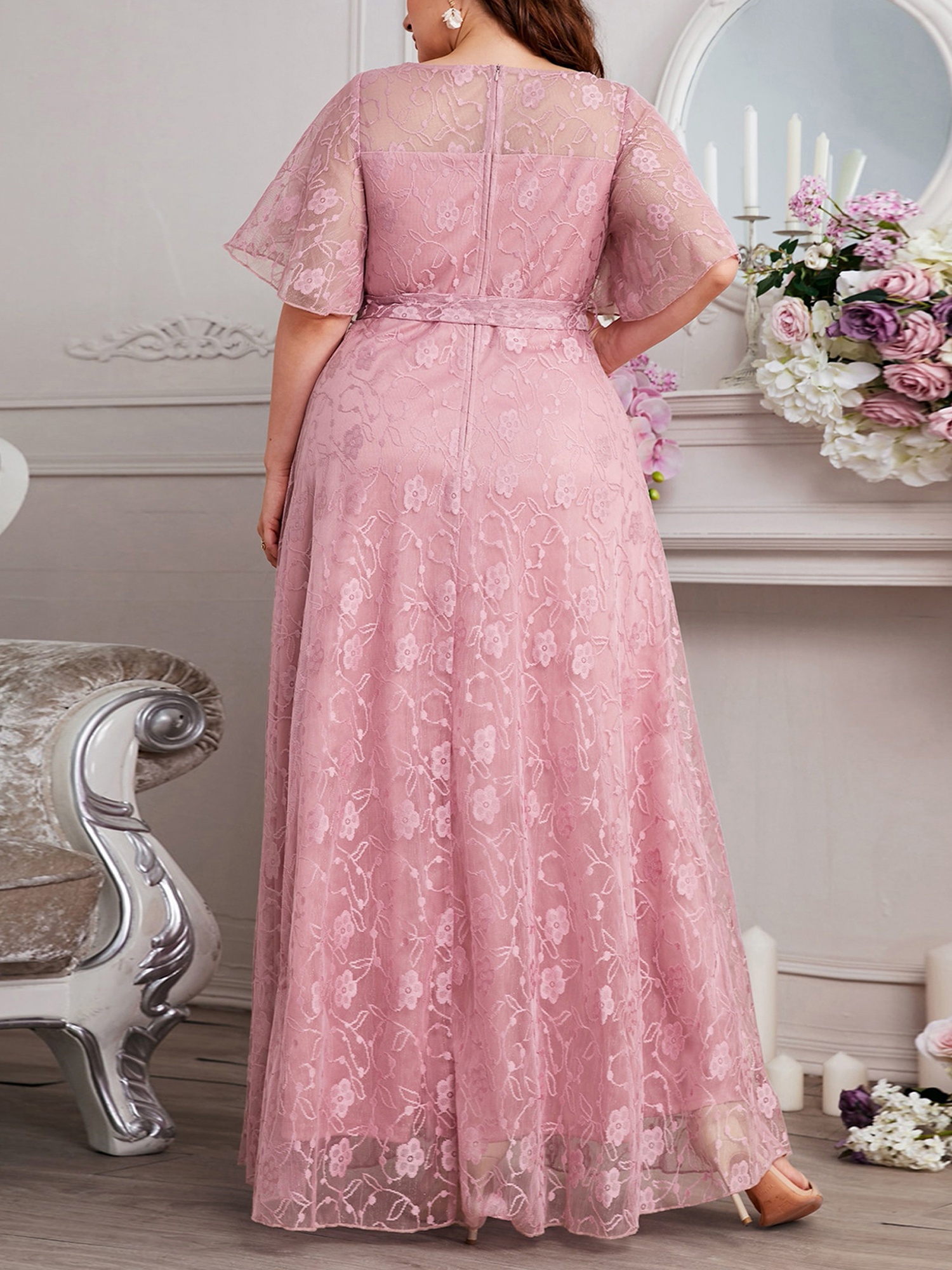 womens plus size lace maxi dress flowy pleated beach wedding - Temu