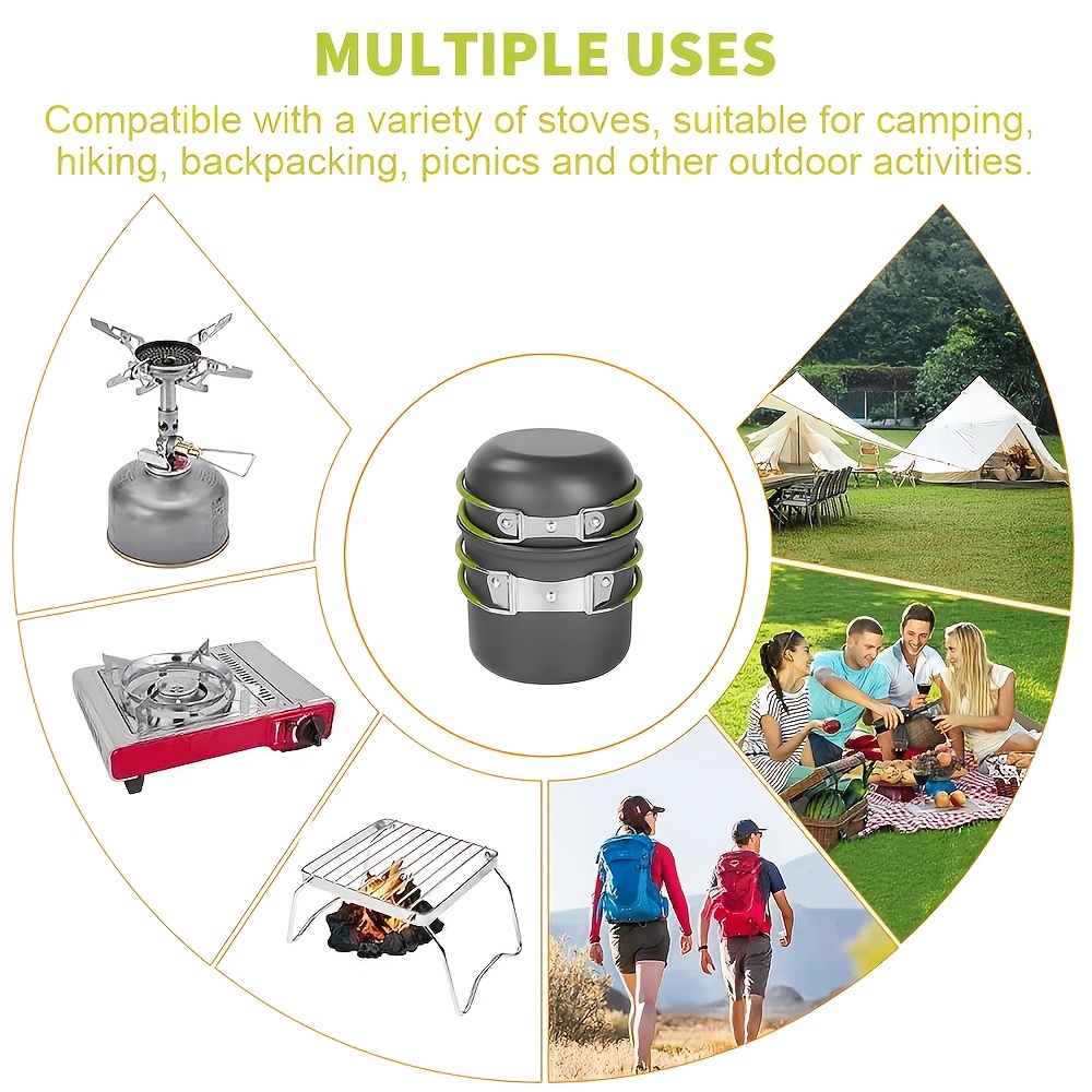 14pcs Camping Cookware Kit, Pots and Pans Set