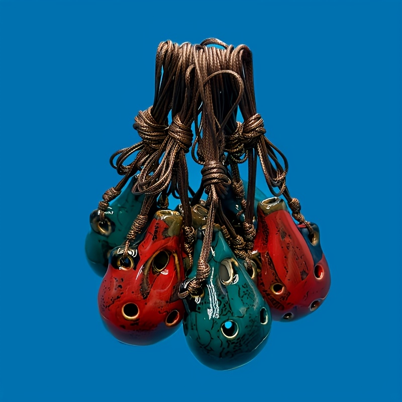 TEMU Set Of 2 Mini Ocarinas With 6 Holes, Featuring An Style And Rich Tones, Handcrafted With A Lacquer End - Elegant In Decoration And Music,