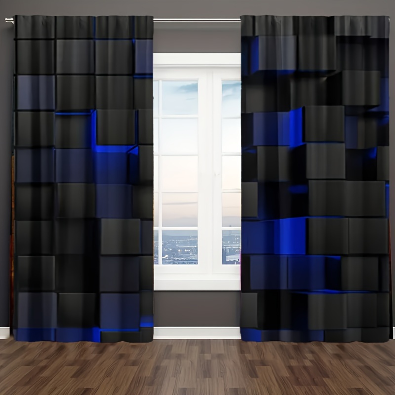 

2pcs Curtains, Gradient Pattern Curtains, Suitable For Bathrooms, Living Rooms, Bedrooms, Curtains, Home Decoration