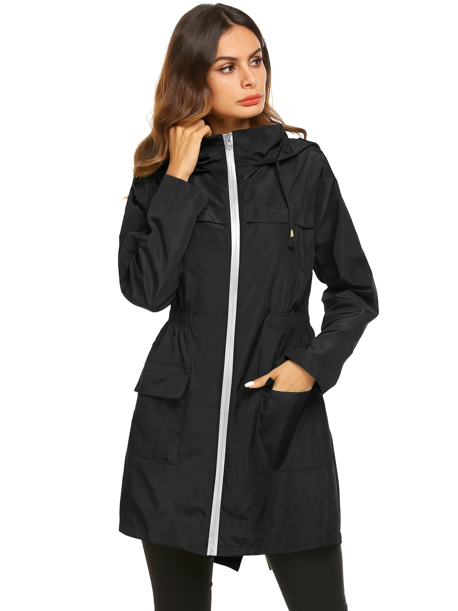 Chaqueta de Lluvia para Mujer Calidad y Para Todo con Cierre Completo  en la Parte Delantera Diseño Con Capucha Ergonómi