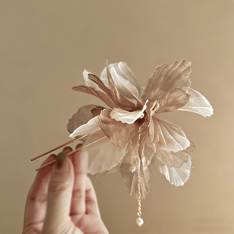 TEMU 【枯れた葉のように蝶々】超エーテリアル ヴィンテージ 花柄 フリンジ U字型 ヘアピン、トな新しい中国風アップヘア ヘアピン