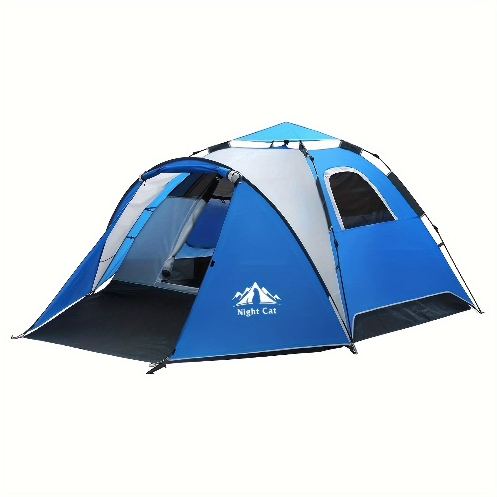 Image of Night Cat Pop Up Tent 3-4 Up Tent Automatic Double Layer Camping Tent Set Up For Family Festival Camping Picnic In Garden Backyard Park