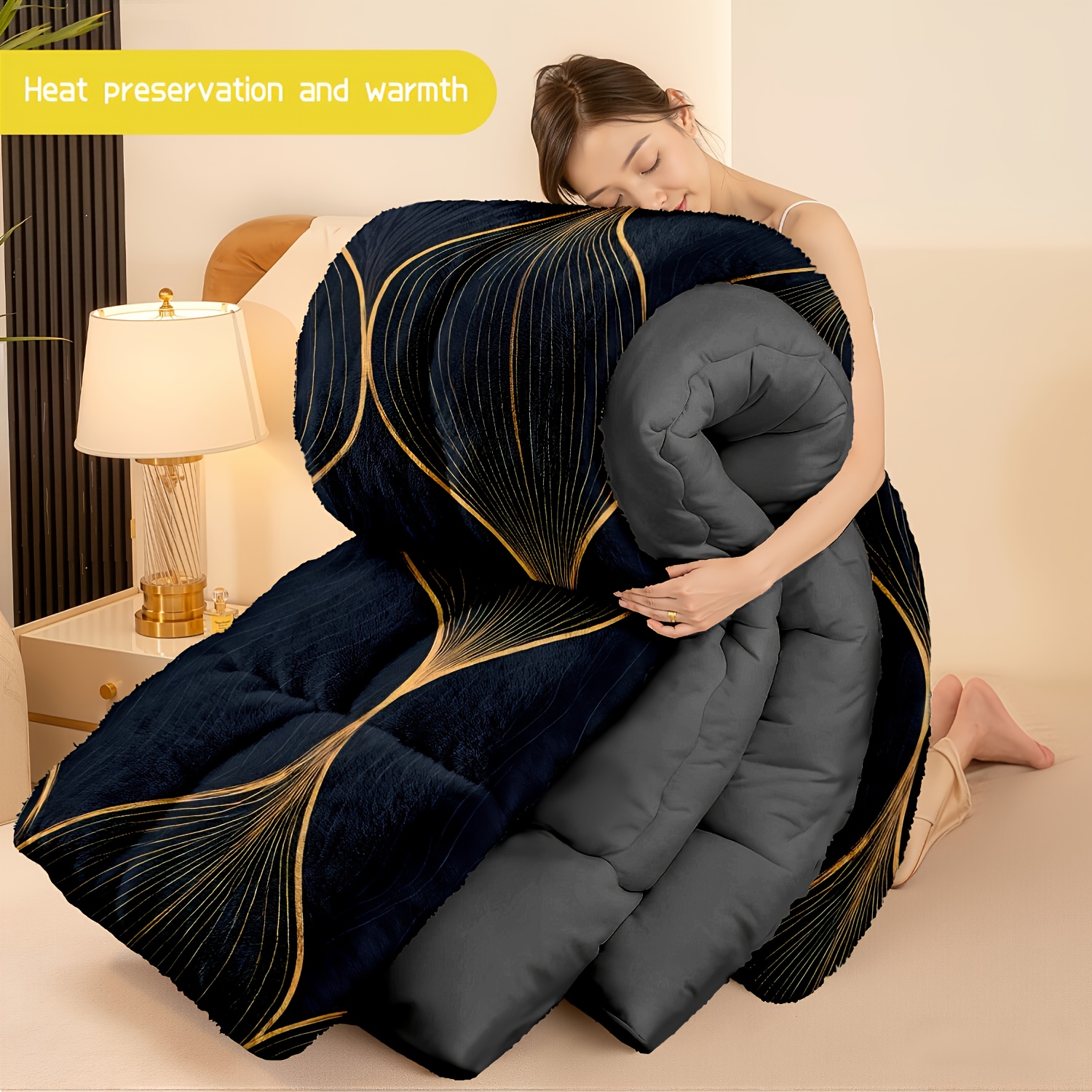 TEMU 3 pièces (1 couette + 2 taies d'oreiller) Ensemble de literie en flanelle et velours lait, chaud confortable pour adultes, ensemble tendance