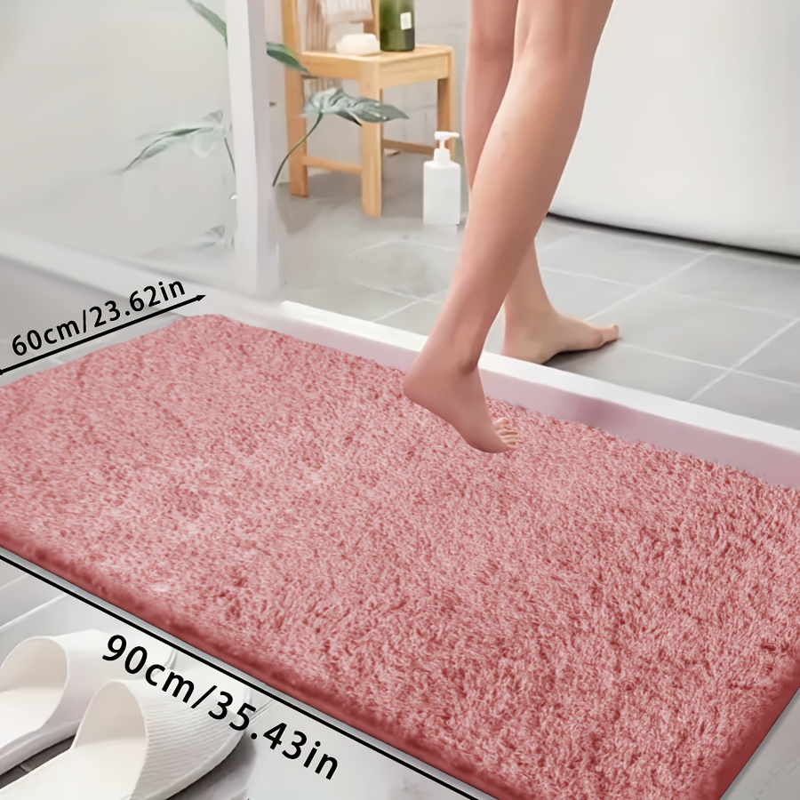 

1pc Coral Fleece Bath Mat Set, Non-slip Bathroom Rug, Fade-resistant , Home Decor, Room Decor, Bathroom Accessories, Lightweight Knit Fabric, 520gsm, 1.5cm Thickness, Oblong Shape