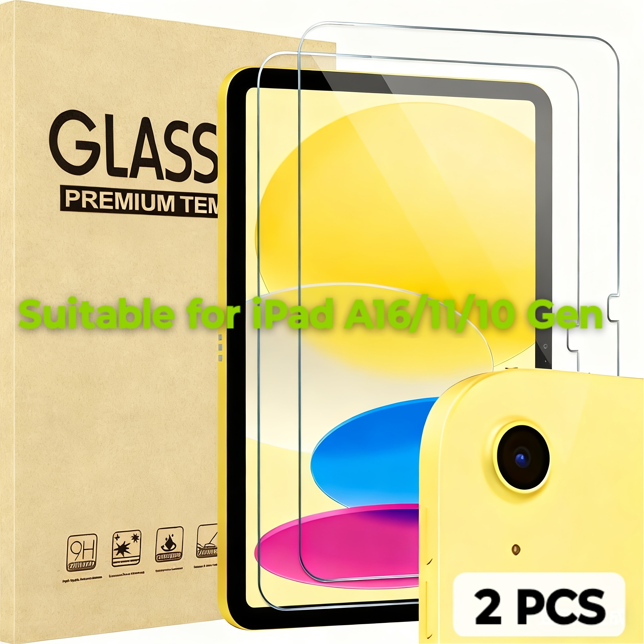 E-shop Panzerglas Displayschutzfolie für iPad A16 2025 11. Gen/10. Gen (11 Zoll/10,9 Zoll), 9H Härtegrad, Kratzfest [2er-Pack]