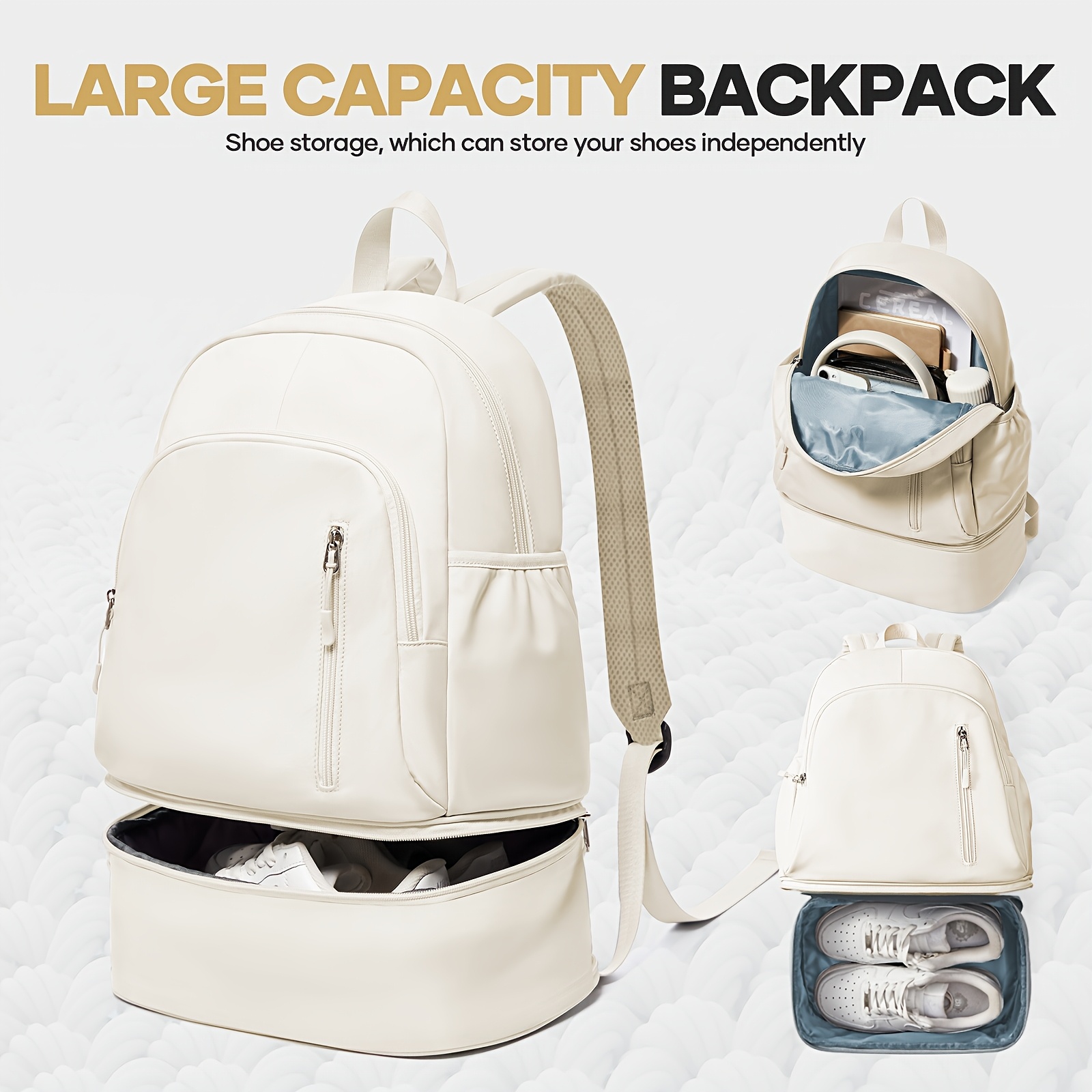 TEMU Mochila para exteriores, 2025, gran capacidad, multifuncional con compartimento para zapatos, mochila portátil para deportes, fitness,