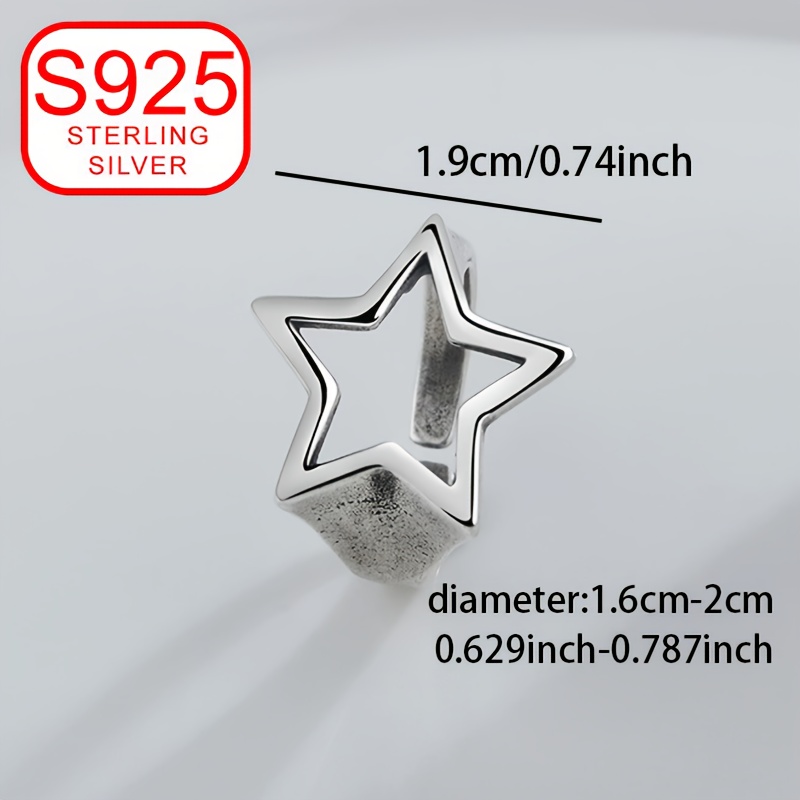 925 Silver Hypoallergenic Ring Women's Retro Hollow Five Pointed Star