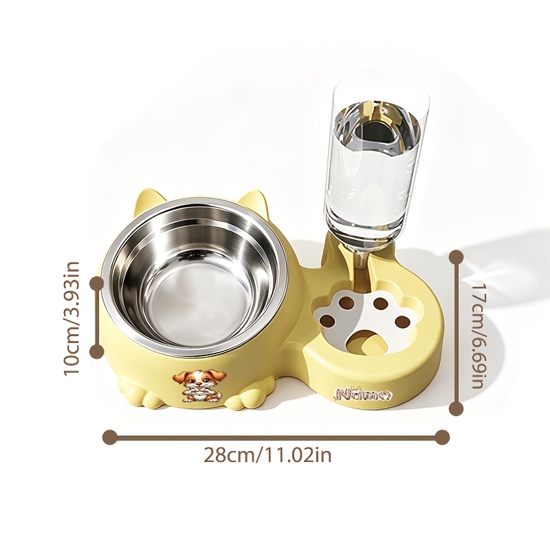 Puppy Animal Series Pet Dual Bowl Feeder with Automatic Water Dispenser