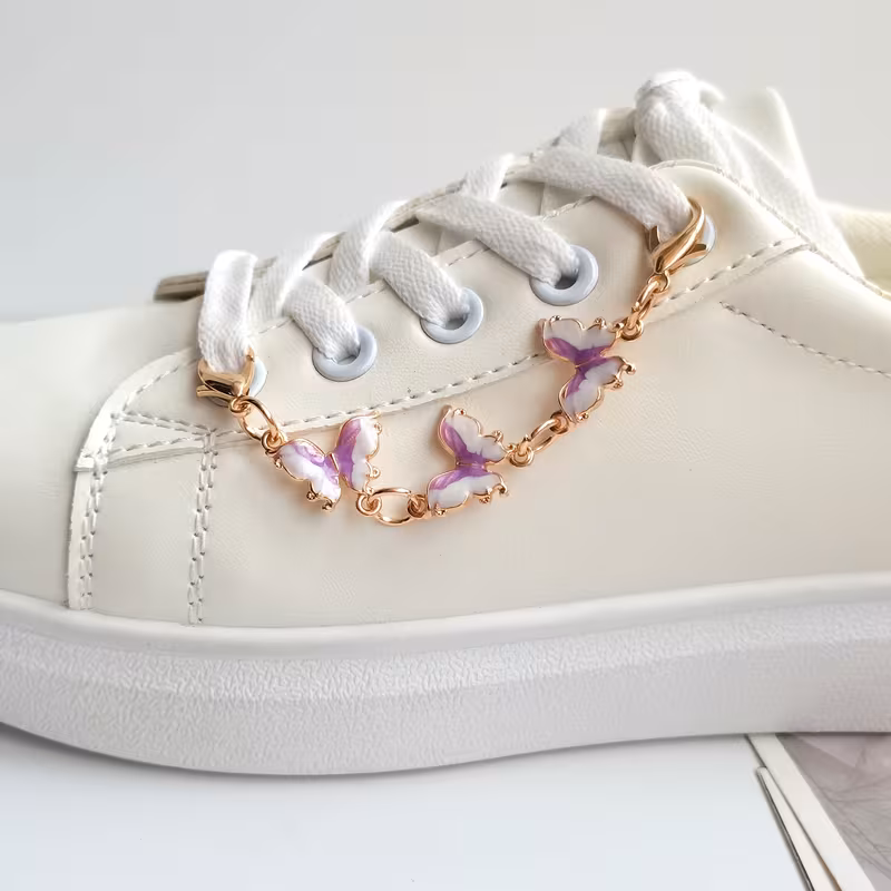 2pcs new fashionable and exquisite alloy purple small lobster clasp decorative shoe chains suitable for canvas shoes sneakers casual shoes platform shoes a fun decoration to Product details 5