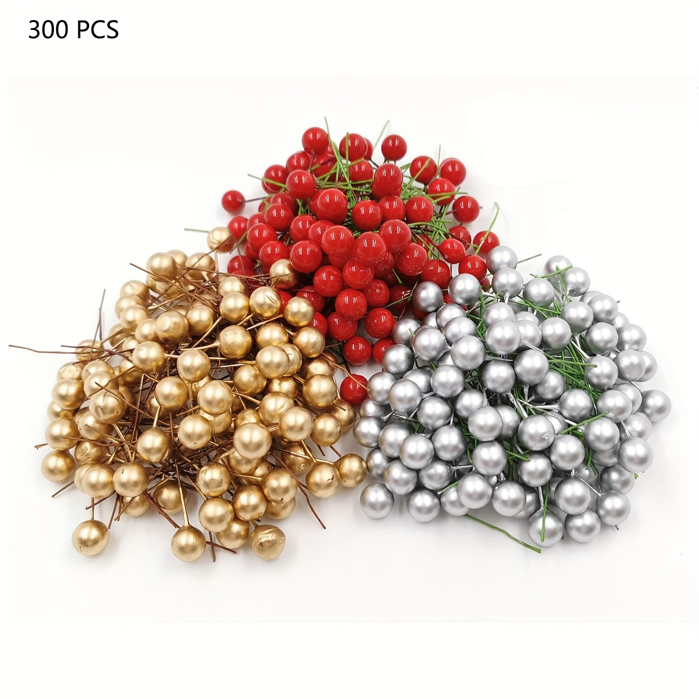 TEMU 300 Pcs Christmas Berry Picks, Artificial Foam Fruit , Diy Craft Berry Accessories For Tree Decorations, Wreath Ornaments, Holiday Party Supplies - Plastic, No Plating, 14+