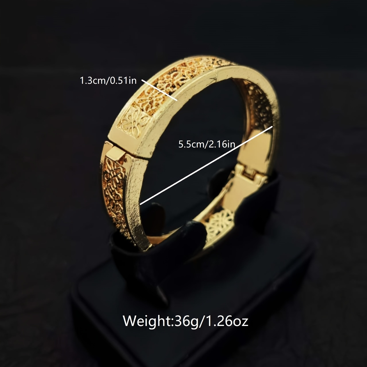 Women's Thickened Openable Hollow-Out Floral Metal Bangle Bracelet