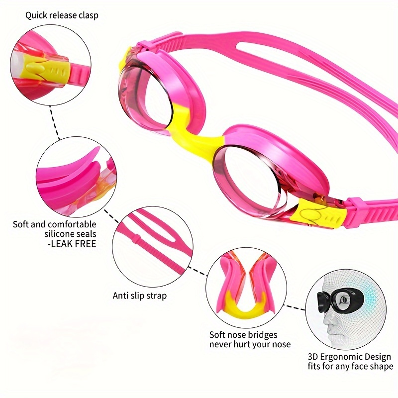 [Anti Fog Swimming Goggles] Anti Fog Clear Vision Swimming Goggles For Kids Youth | Age 3-12 Years Old, No Leaking, Quick Adjustable Strap