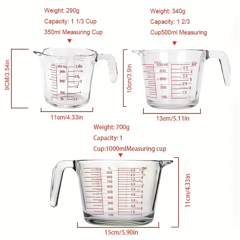 

1000/500/350ml; Borosilicate Measuring And - , And Ovens -