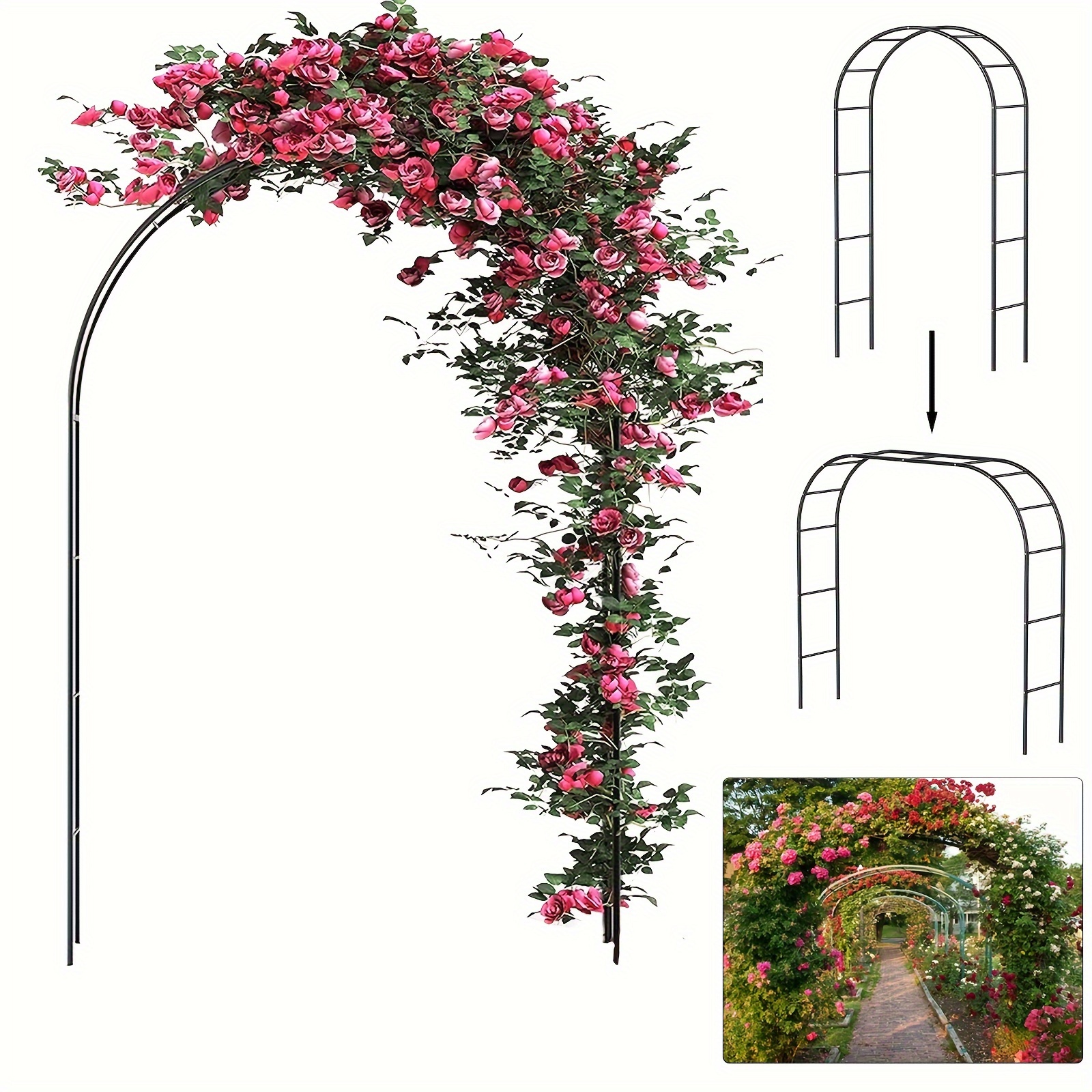 

Metal Garden , Black Arch Trellis For Climbing Flowers, Outdoor Rose Vine Flower Support, Sturdy Stand & Garden Decor For Garden