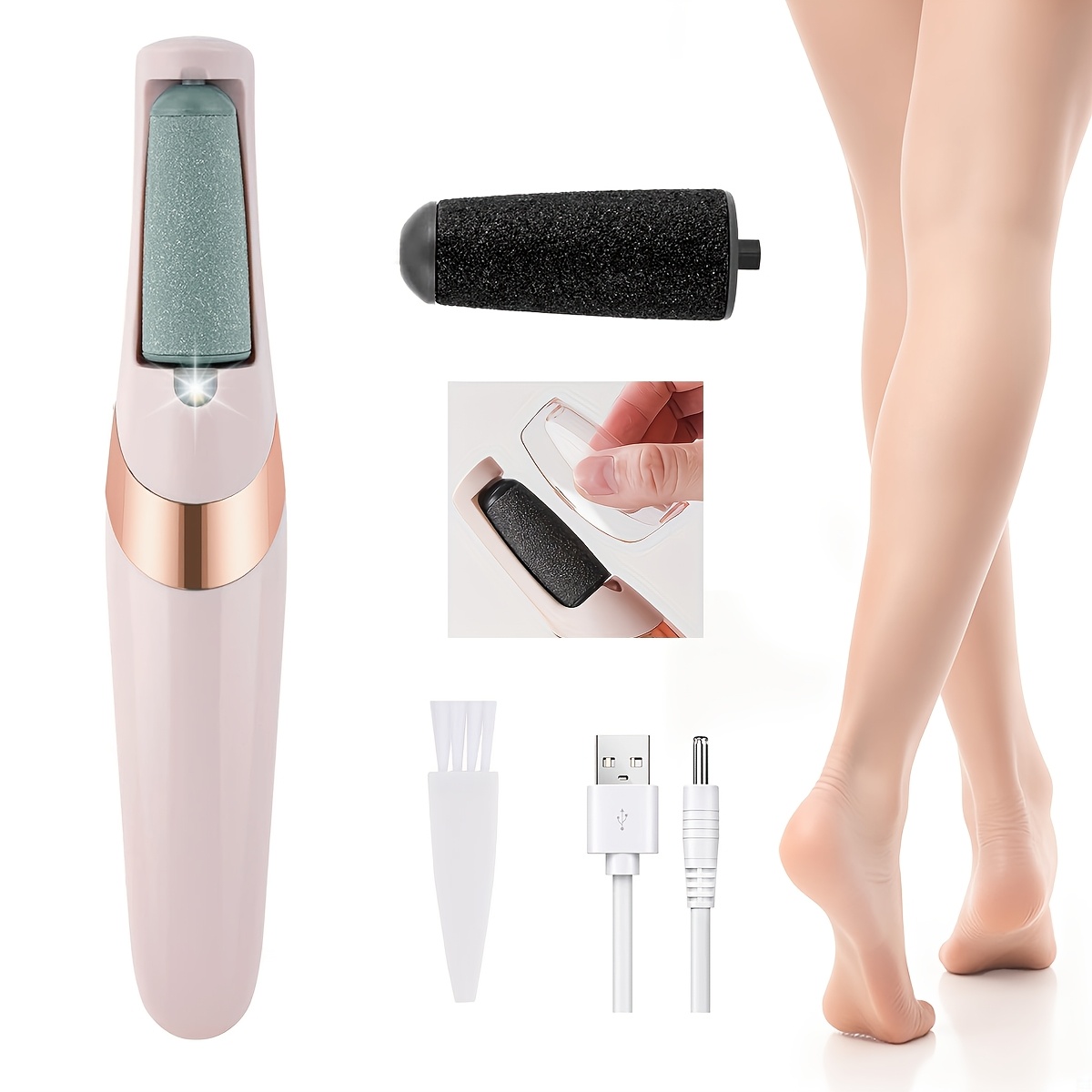 TEMU Removedor de piel de los pies, kit de pedicura, herramienta de pedicura, lima eléctrica para pies - Regalos para , regalo de San Valentín,