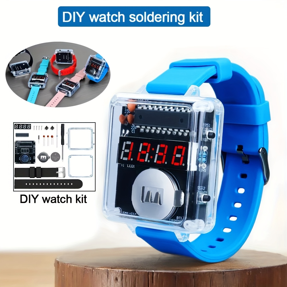 diy electronic watch kit led digital tube   soldering project transparent case 3v diy kit electronic Product details 0