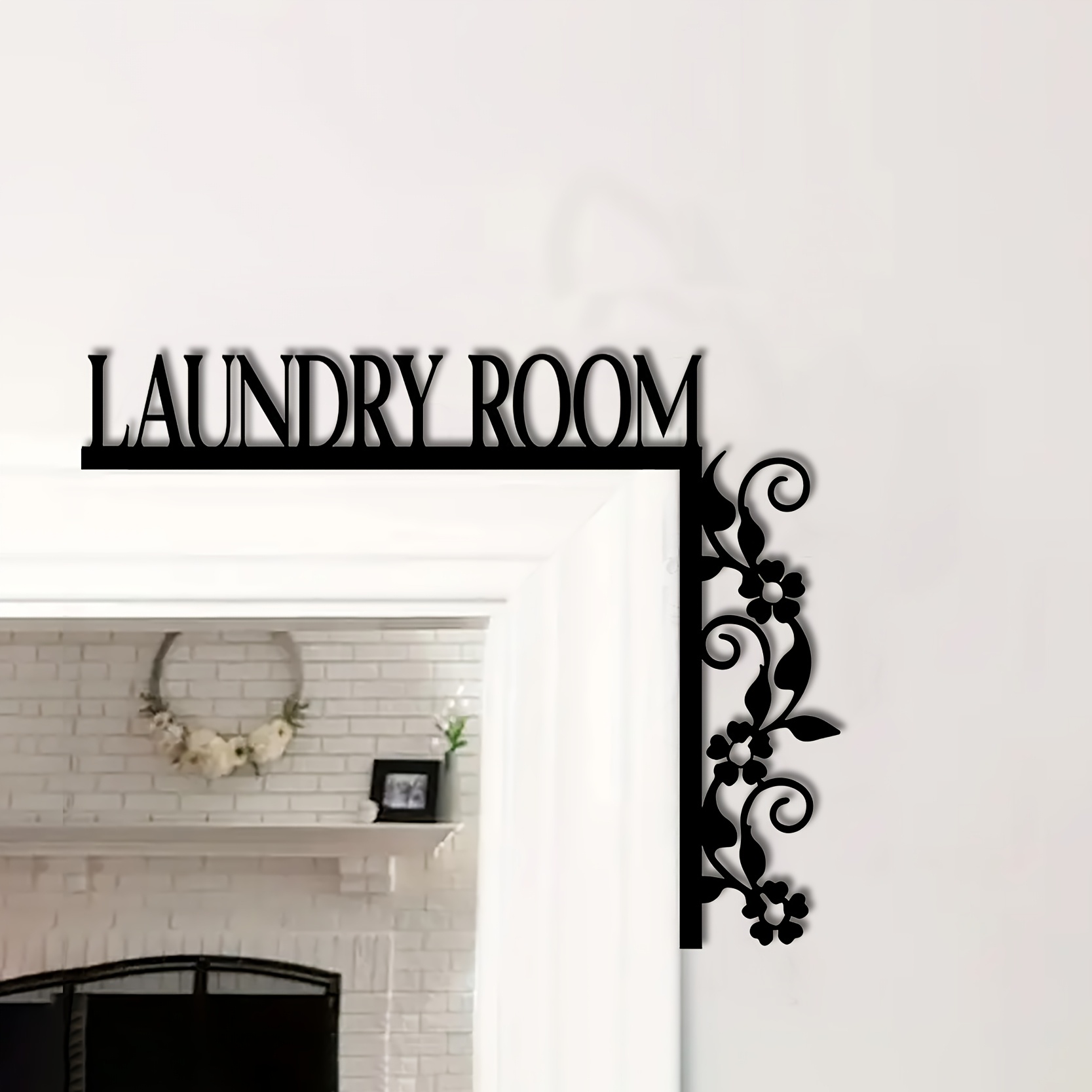 

1pc Elegant Metal Laundry Room Sign, Wall Mounted Decorative Door Frame Pendant, Wrought Iron Home Decoration For Bathroom And Door Top, Laundry Room Accessories