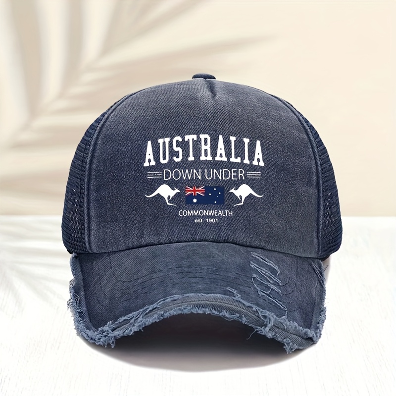 TEMU 1pc Vintage Australian Flag Trucker Hat With Adjustable Snapback - Lightweight Breathable For Men &, Outdoor, Fishing, Hiking, Casual Wear -