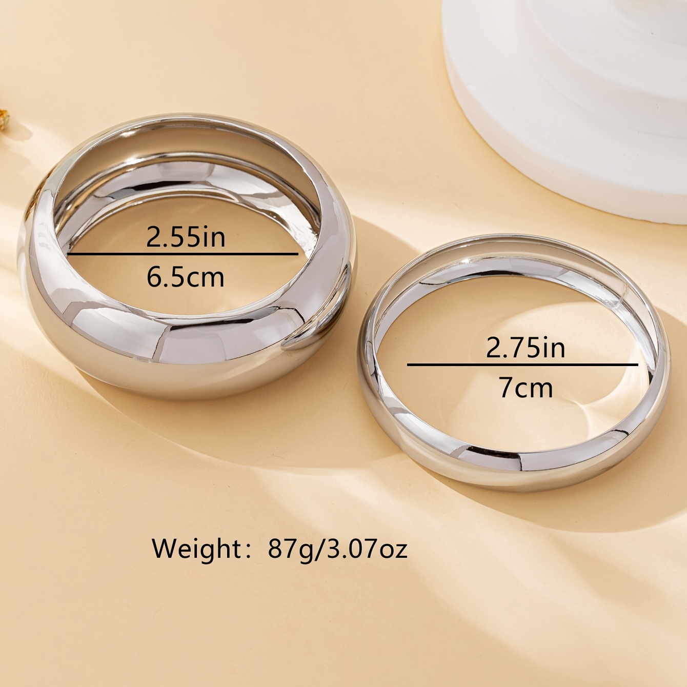 2pcs Bohemian Style Thick Bangle Set, Glossy Finish