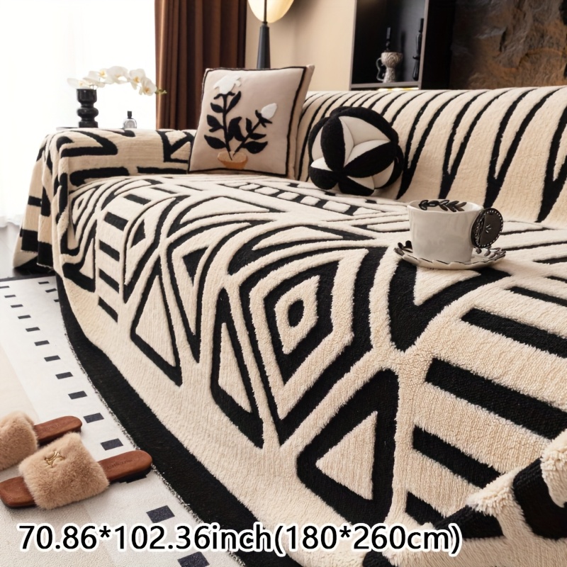 Mirror Yi Thick Plush Sofa Cover, Pet-Friendly Design