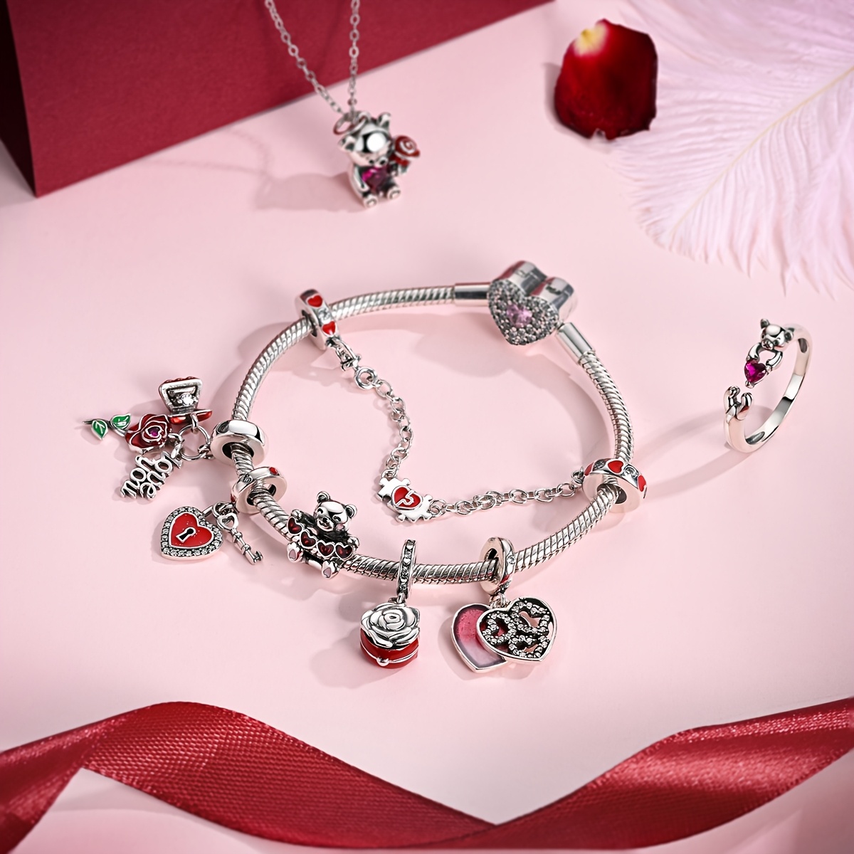 Valentine's Day Rose Love Hand In Hand Charm