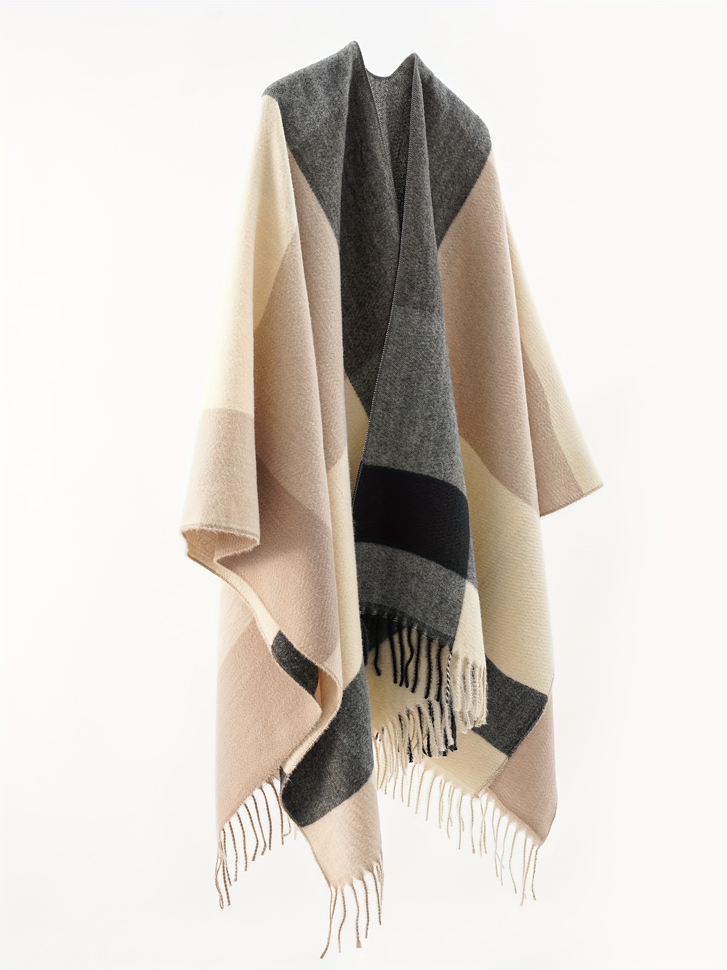 Plus Size, Women's Oversized Front-Open Cardigan Shawl, Casual Cape Sweater for Autumn and Winter Evening Wear