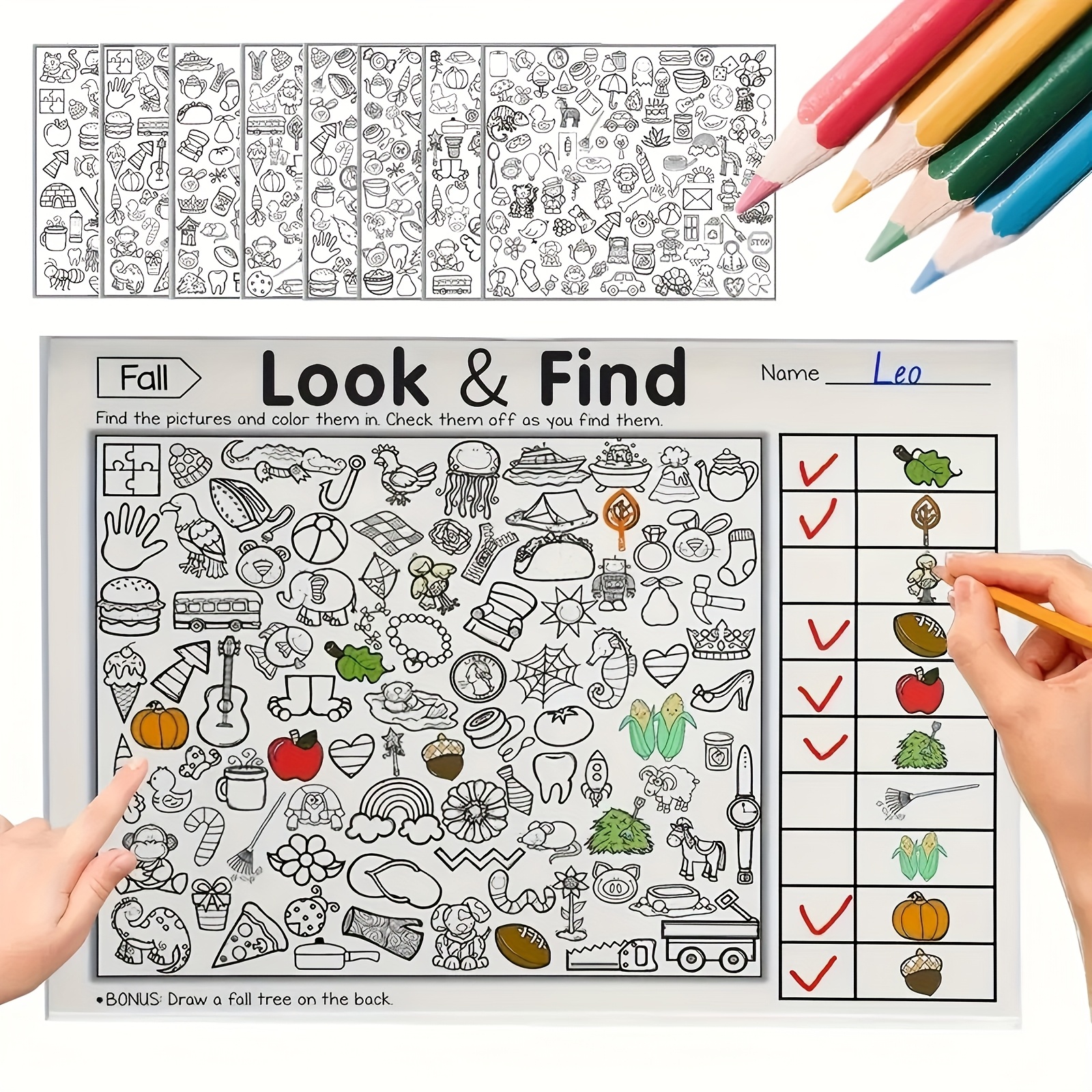Interactive Treasure Hunt Game Book - Enhance Brain Skills with Sudoku Puzzles, Memory & Color Recognition, Durable Travel Educational Cards for Home and School Use, Perfect Gift for Thanksgiving, Christmas, and New Year, Find The Difference Book, Find The Difference 2, Colouring Book, Drawing Book