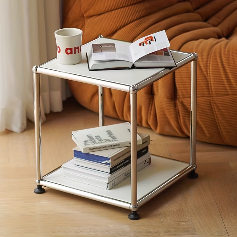 1pc Stainless Steel Modern 2-story Minimalist And Durable Small Side Table Used In Living Room, Sofa Side Table, Bedroom Side Bed Table, Coffee Table And Small Side Table