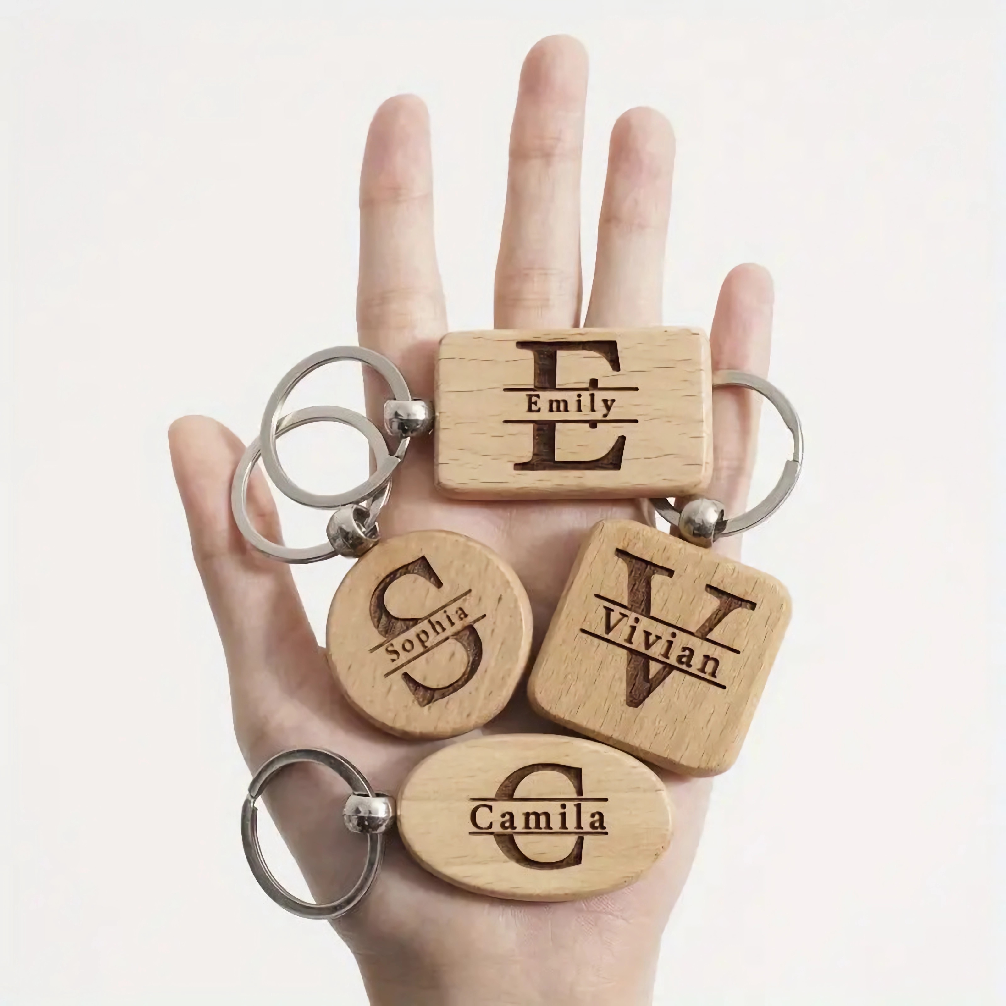 

Personalized Wooden Keychain - , Engraved -cut - For , 's, Christmas & Corporate