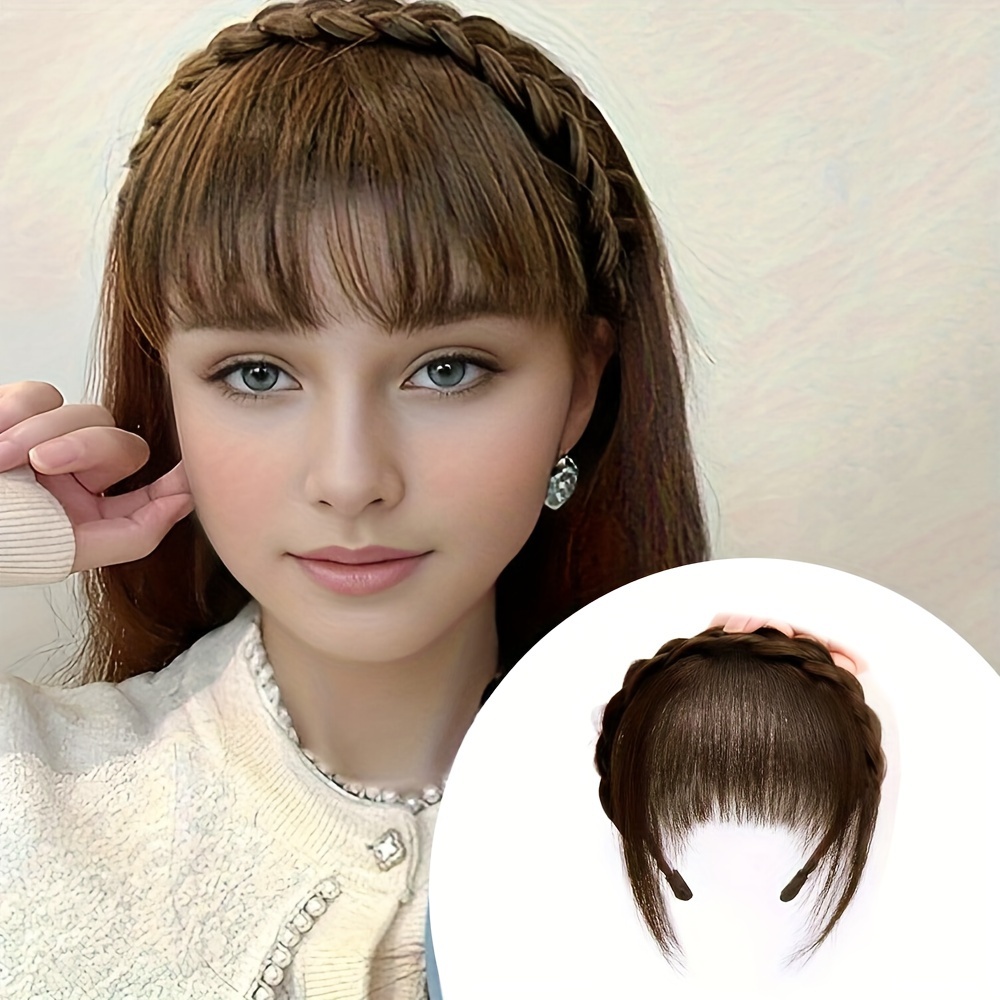 elegant braided headband with bangs for women   extension accessory   casual attire details 7
