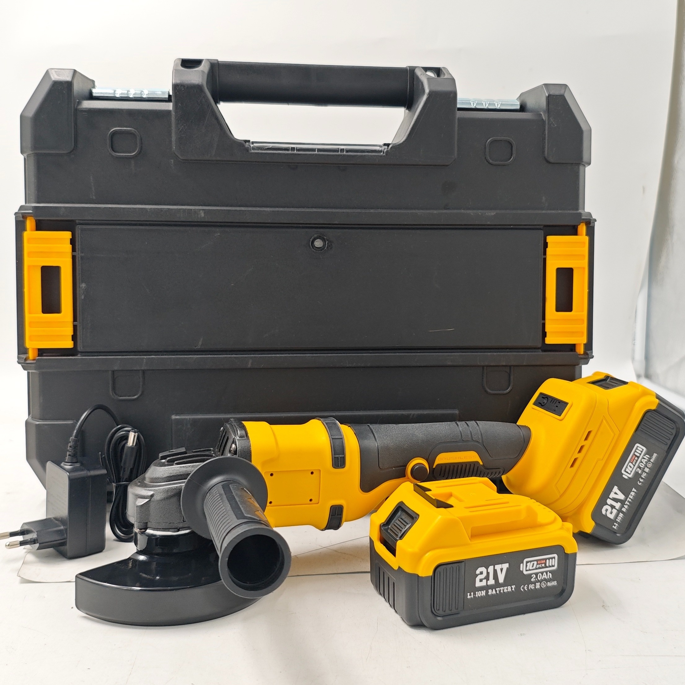 

Rechargeable Angle Grinder 21v Brushless Impact With 2 Li-ion Batteries And A Fast Charger.