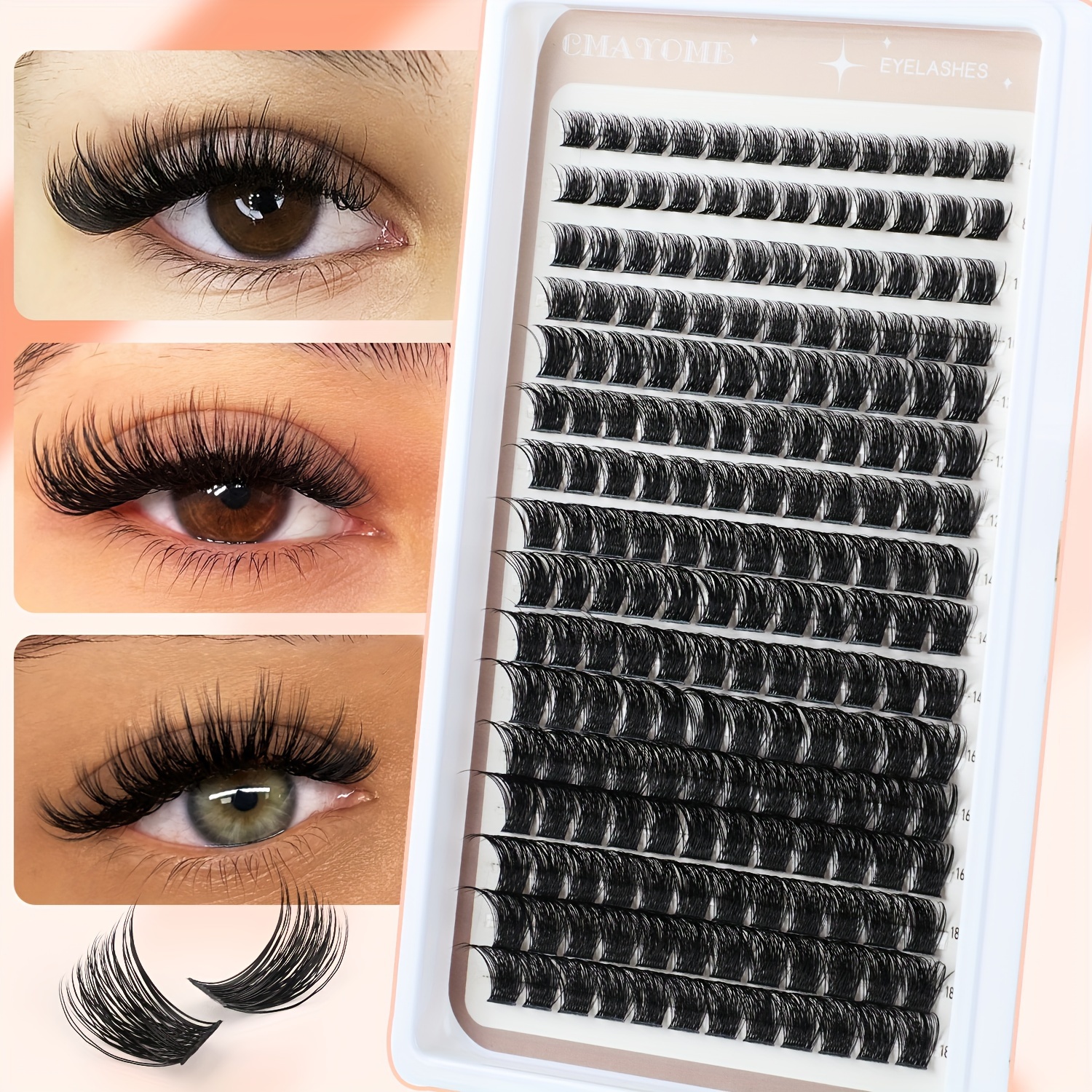 

192pcs And False Eyelashes, Mixed Length (8-12-14-16-18mm), , Diy , , Reusable, For And