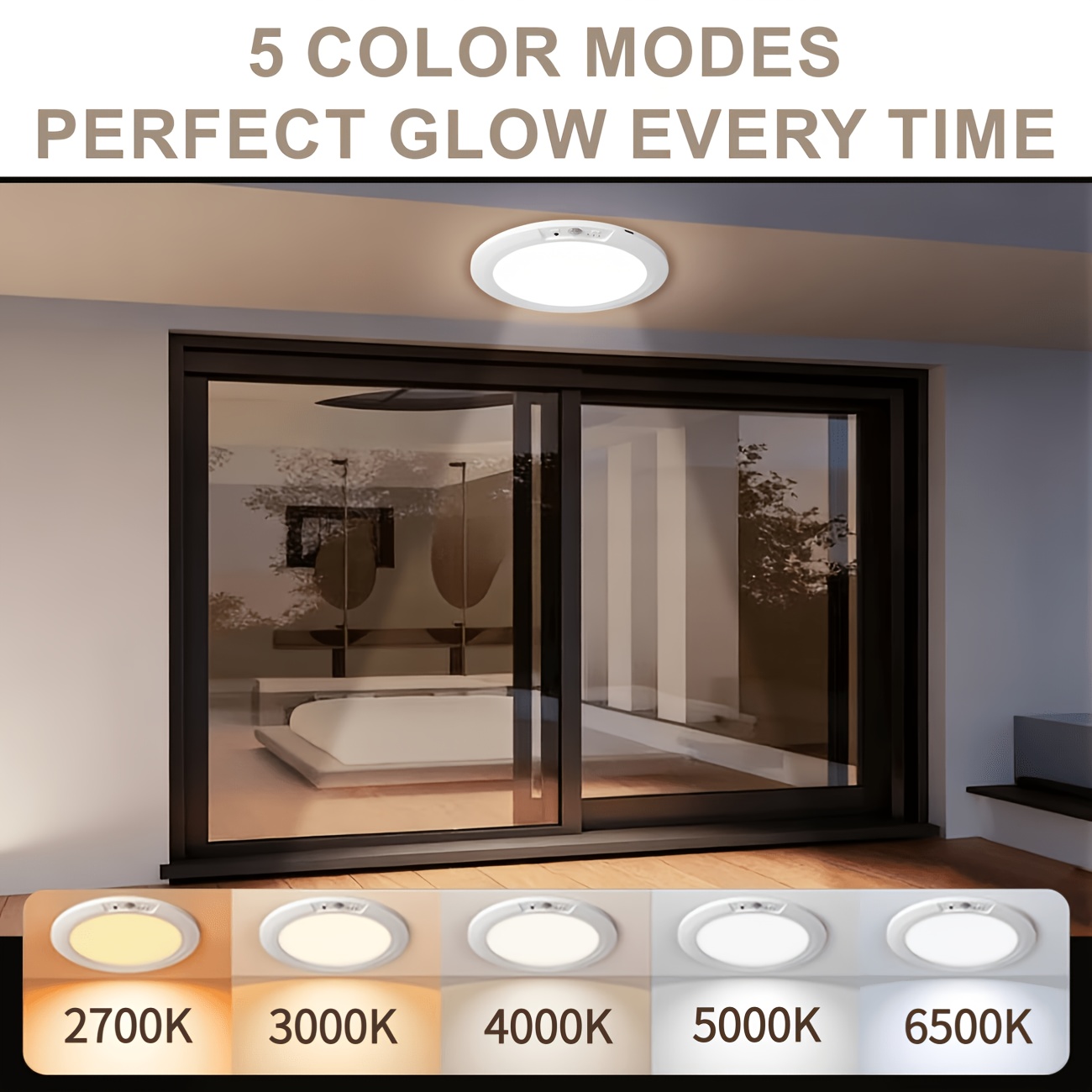 Smart LED Motion Sensor Ceiling Light with Adjustable Color Temperature