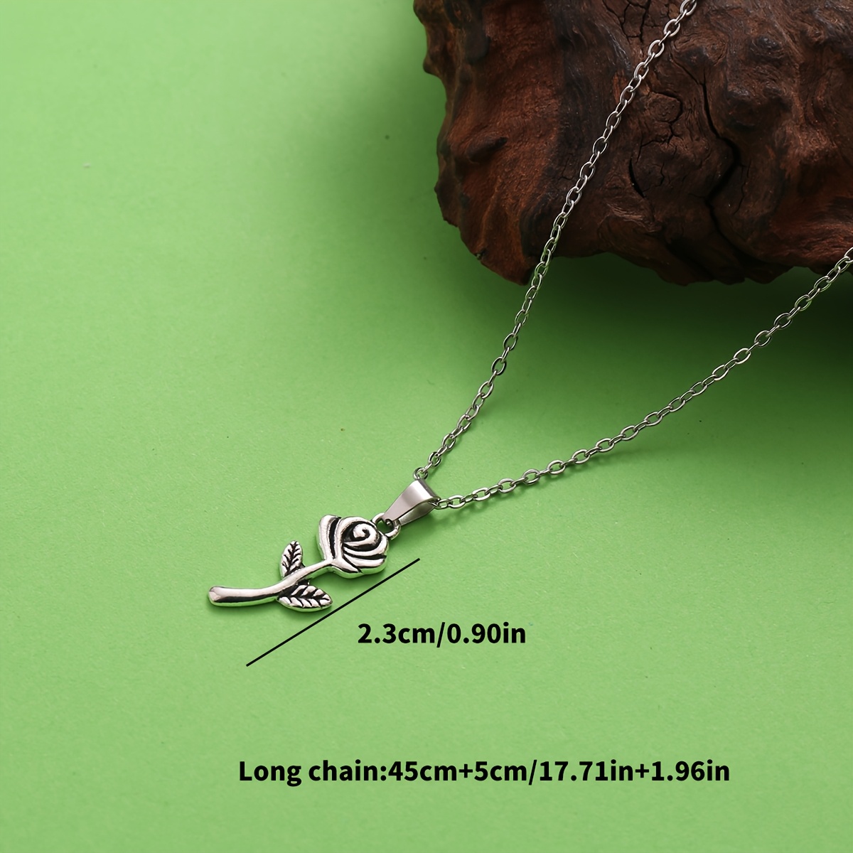 Vintage Rose Branch Pendant Necklace with Delicate Textures