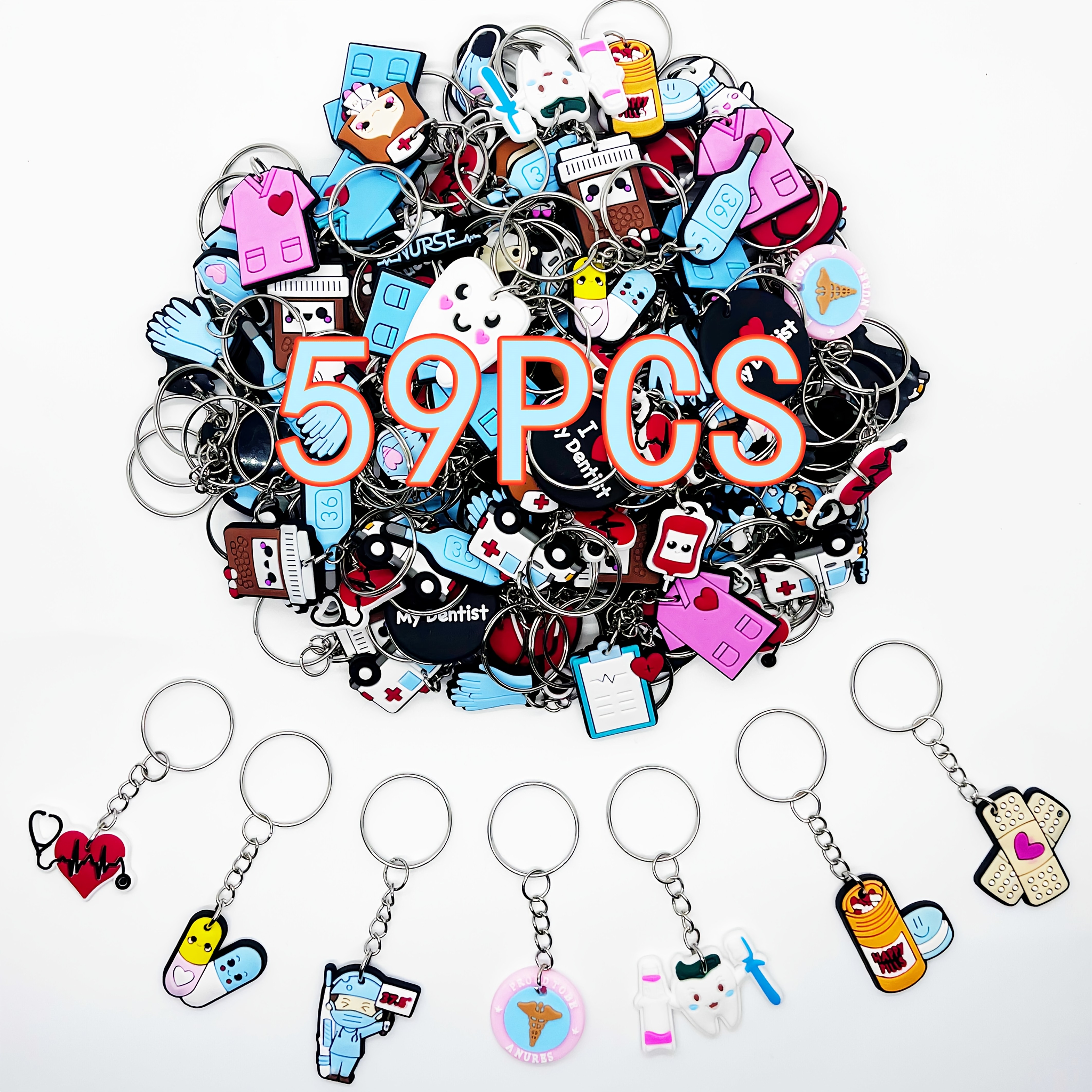 Image of 59 Pvc Random Mixed Cute Doctor Nurse Series Keychains Key Chains Suitable For School Bag Postcards Luggage Pendants Additions Event Party Decorations Gifts Presents