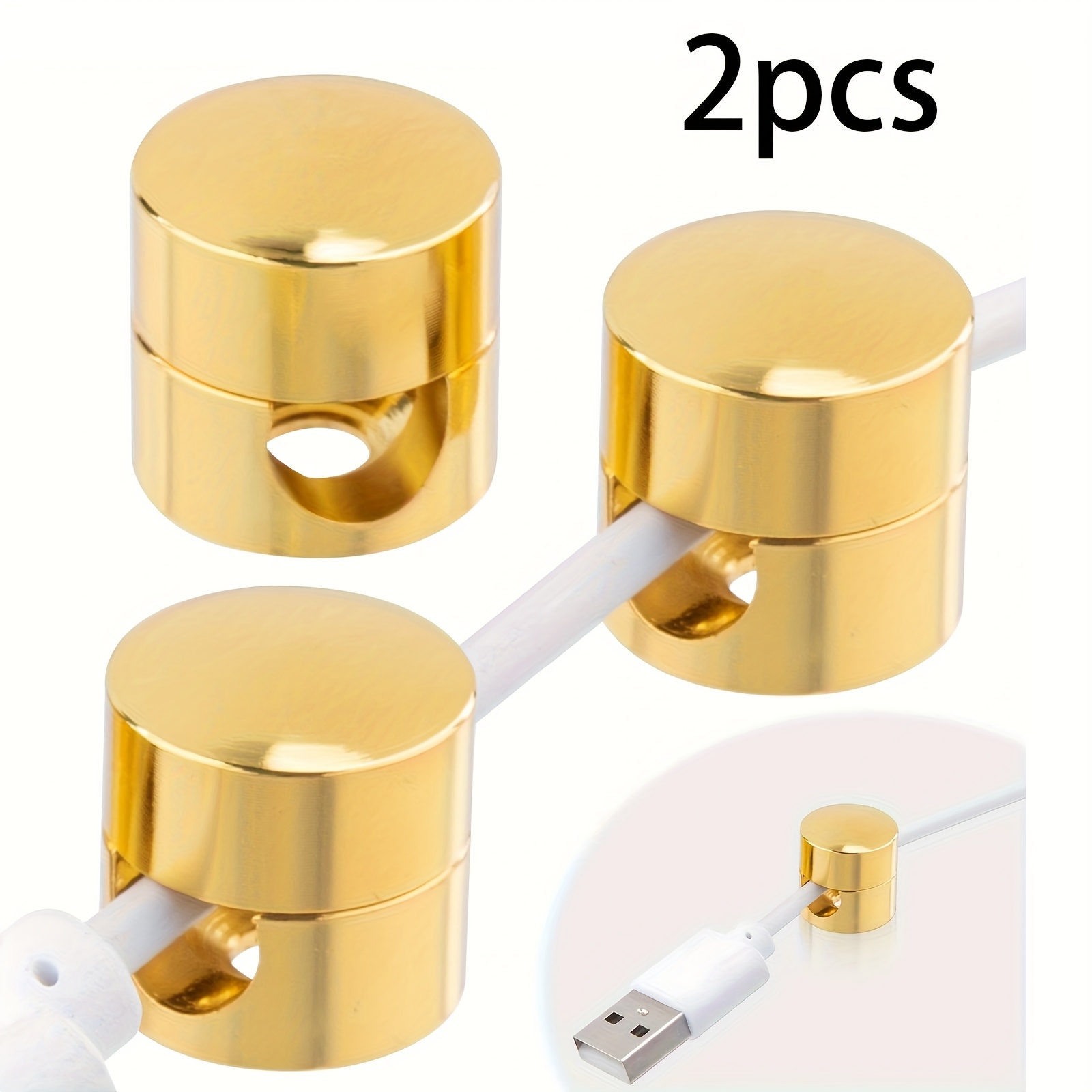 E-shop 2 Stück Kabelhalter für Schreibtisch, Gun Metal Kabelhalter aus Aluminium, Klebefähige Verstellbare 2-in-1 Kabelclips, Ladekabel-Organizer für
