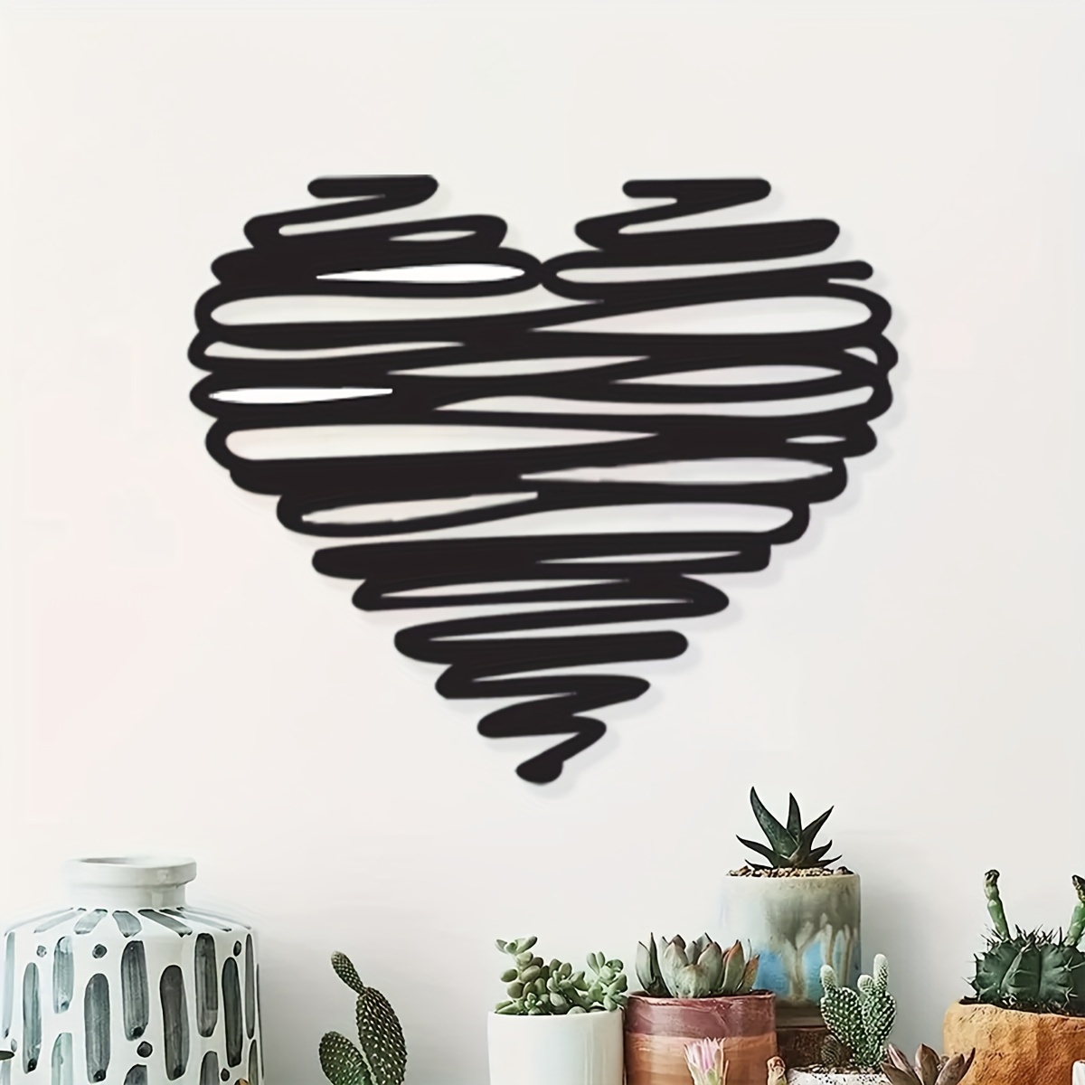 

1pc, Simple Line Graffiti Heart, Metal Hanging Painting, Elegant Artistic Style, Indoor Living Room Bedroom Decoration, Valentine's Day Party Scene Accessories, Wedding Ornaments, Anniversary Gifts