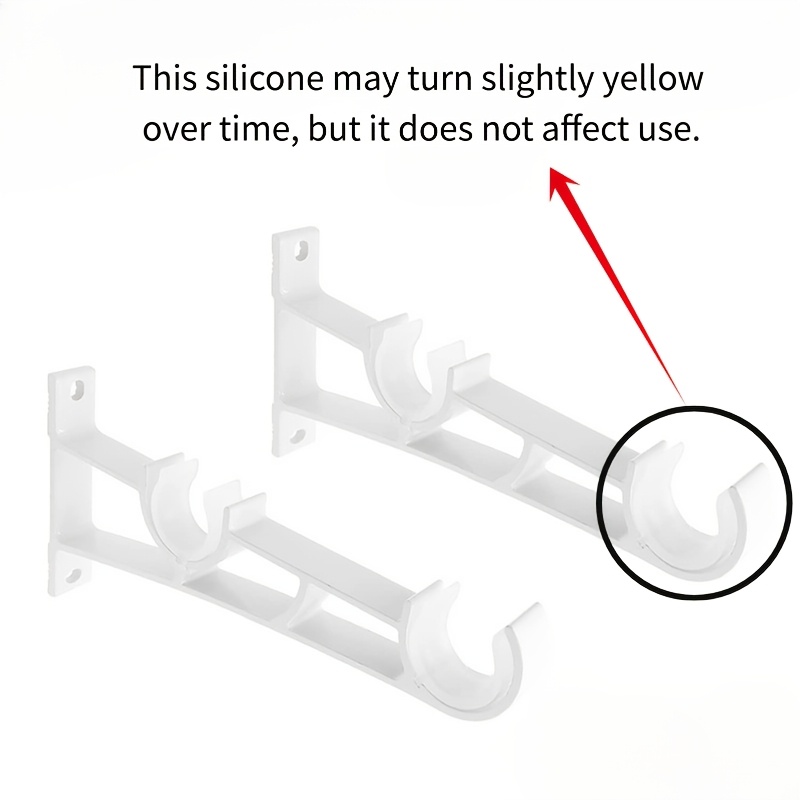 TEMU Lot de 2 supports de rideau blancs à double tringle, base fixe en fer pour tringle romaine, accessoires d'installation pour tringle double,