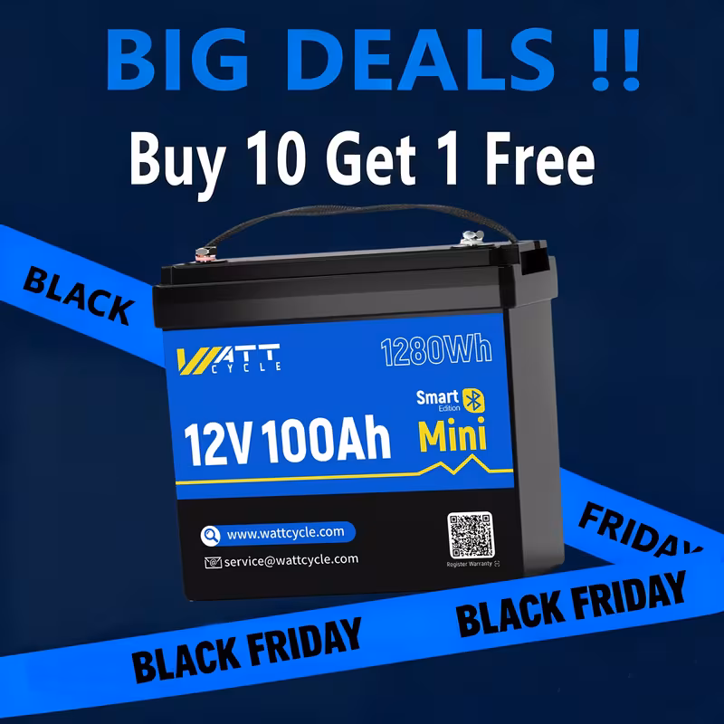 buy ten free eleven total black friday battery deals 12v 100ah mini lifepo4 lithium battery compact lightweight long lasting cycles built in 100a bms low temp protection storage rv 1