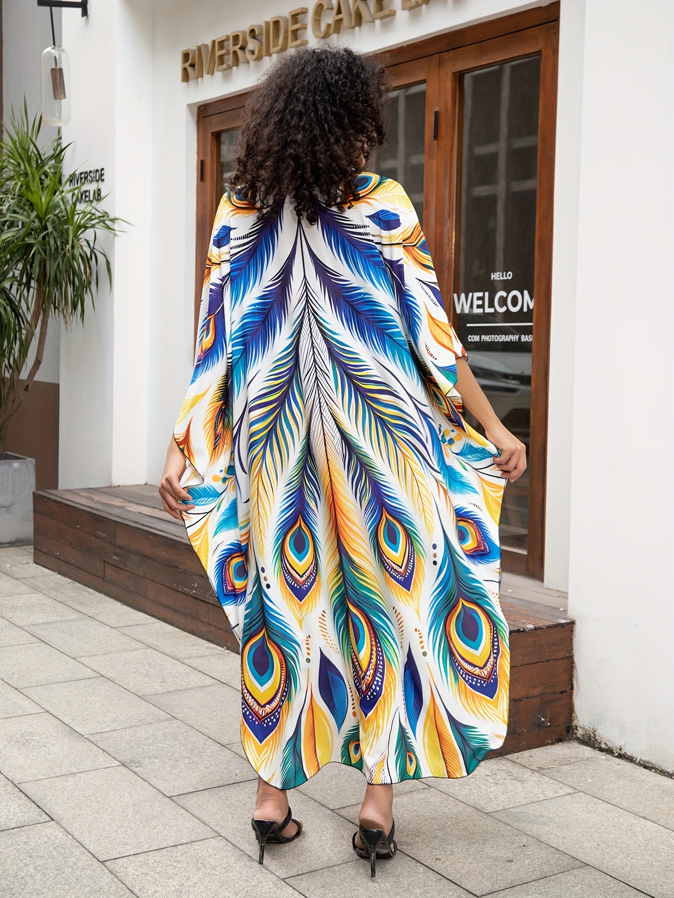 CITYSHOP シティショップ STRIPE KAFTAN DRESS Amazon.com: Stripe Print Women's Kaftan Dress V-Neck Beach