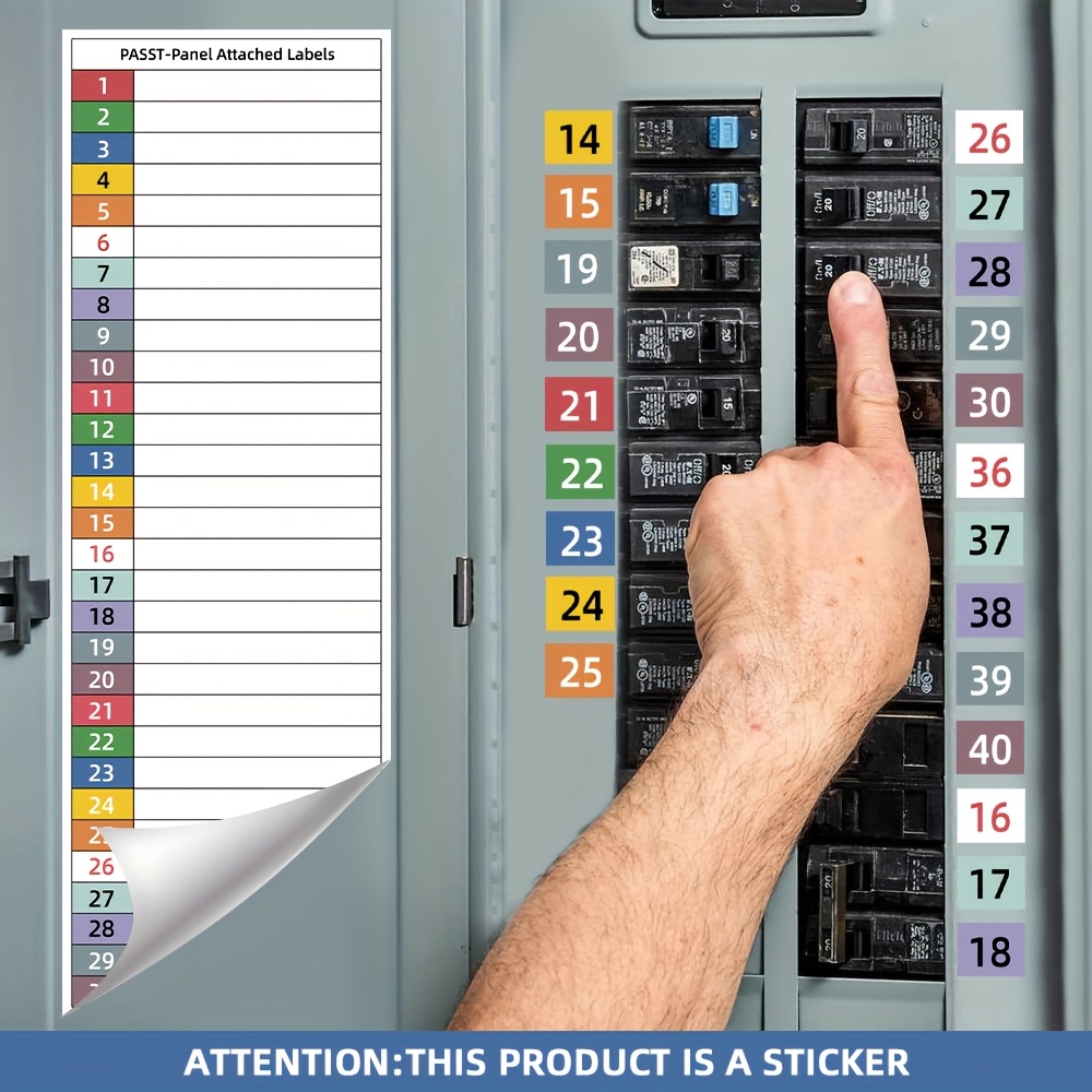 Circuit Breaker Label Kit with Marking Panel (1-*, N, T, R, S) | * Electrical Panel Stickers for Distribution Boxes, Switch Cabinets, and E