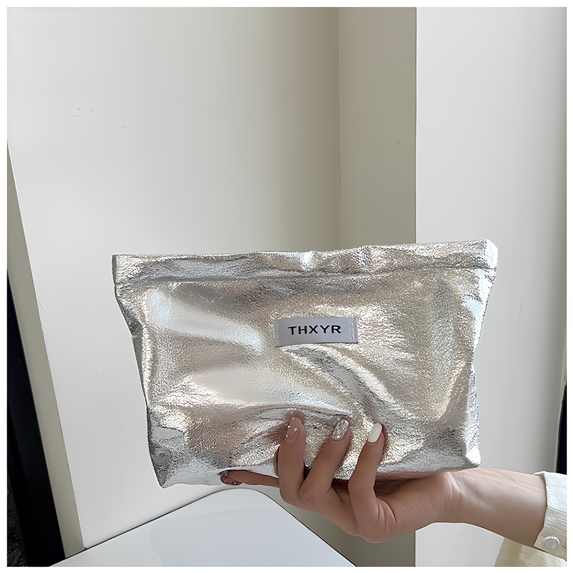 Large Capacity Makeup Bag, Glittery Niche Design Cosmetic And Lipstick Organizer, Portable Handheld Toiletry Bag, Outing Clutch, Christmas Holiday Gift Storage Pouch For Wife Or Girlfriend