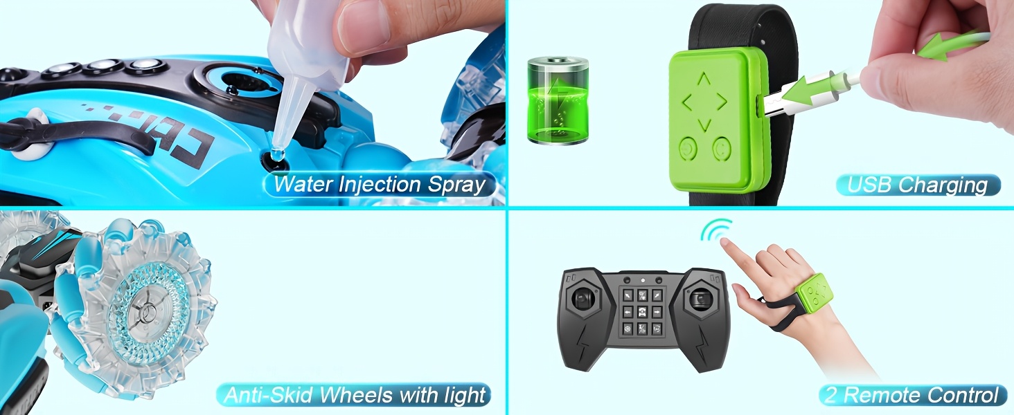 Gesture Controlled Remote Control Stunt Car, 360° Rotating Double-sided Driving Toy, Large Four-wheel Drive Remote Control Car, Birthday Gift For Christmas, All-terrain Remote Control Car With Spray