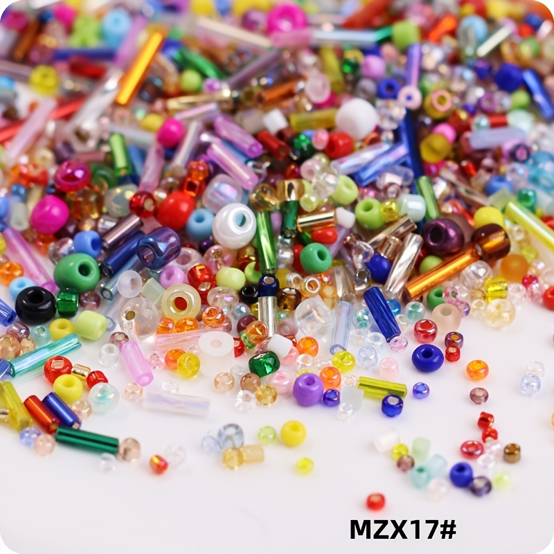 TEMU Assorted Color And Design Silver-plated Glass Bead Tubes For Jewelry Making, French Embroidery Beading Supplies