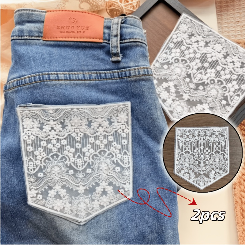 TEMU 2pcs, Lace Cloth Stickers Decorative Cloth Stickers, Decorative Additions And Additions Used For Decorating Clothes Pockets