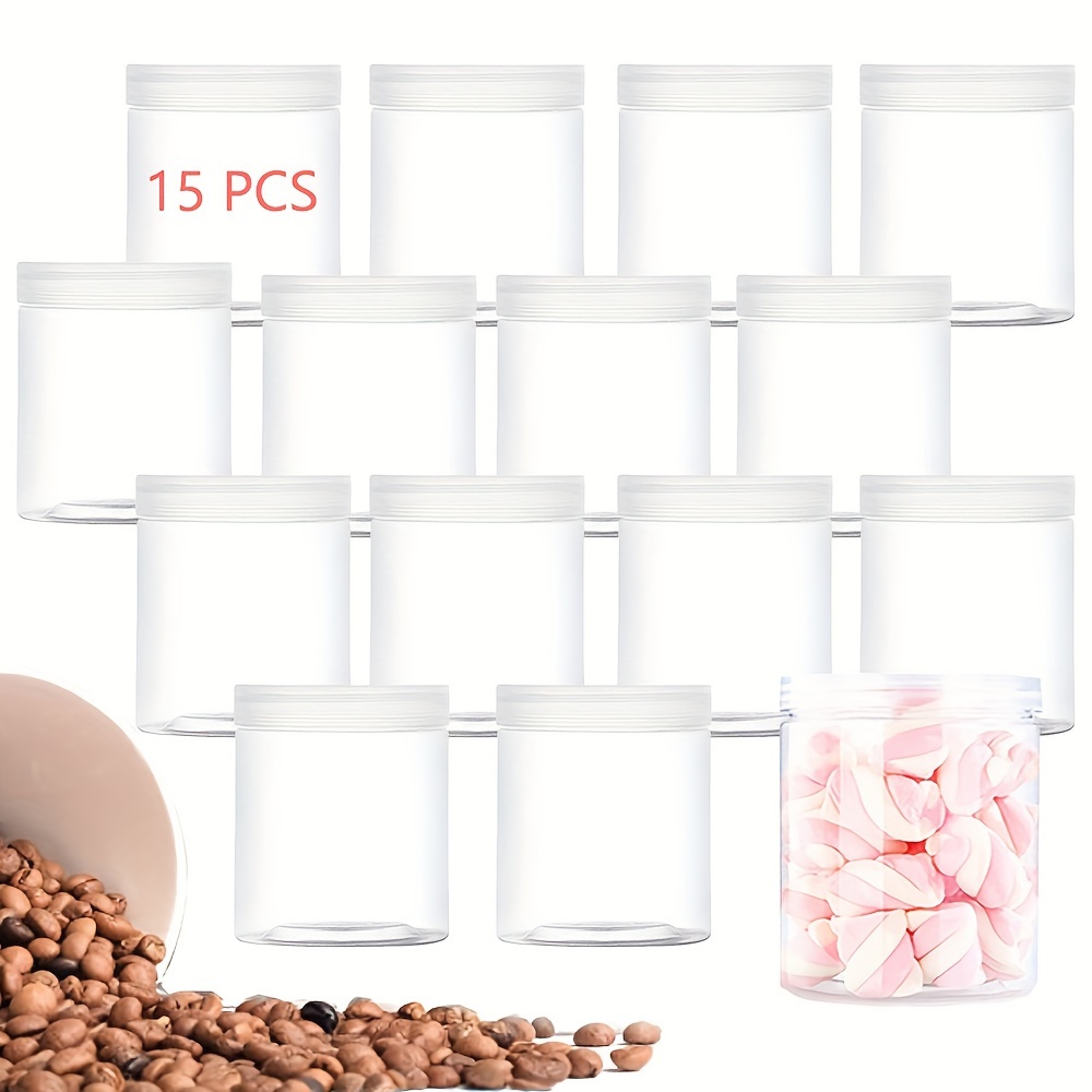 

15pcs Storage Container, Transparent Food Storage Jars With Lid, Portable And Leak Proof Storage Box, For Candy, Fruit, Biscuit And Sugar, Kitchen Organizers And Storage, Kitchen Accessories
