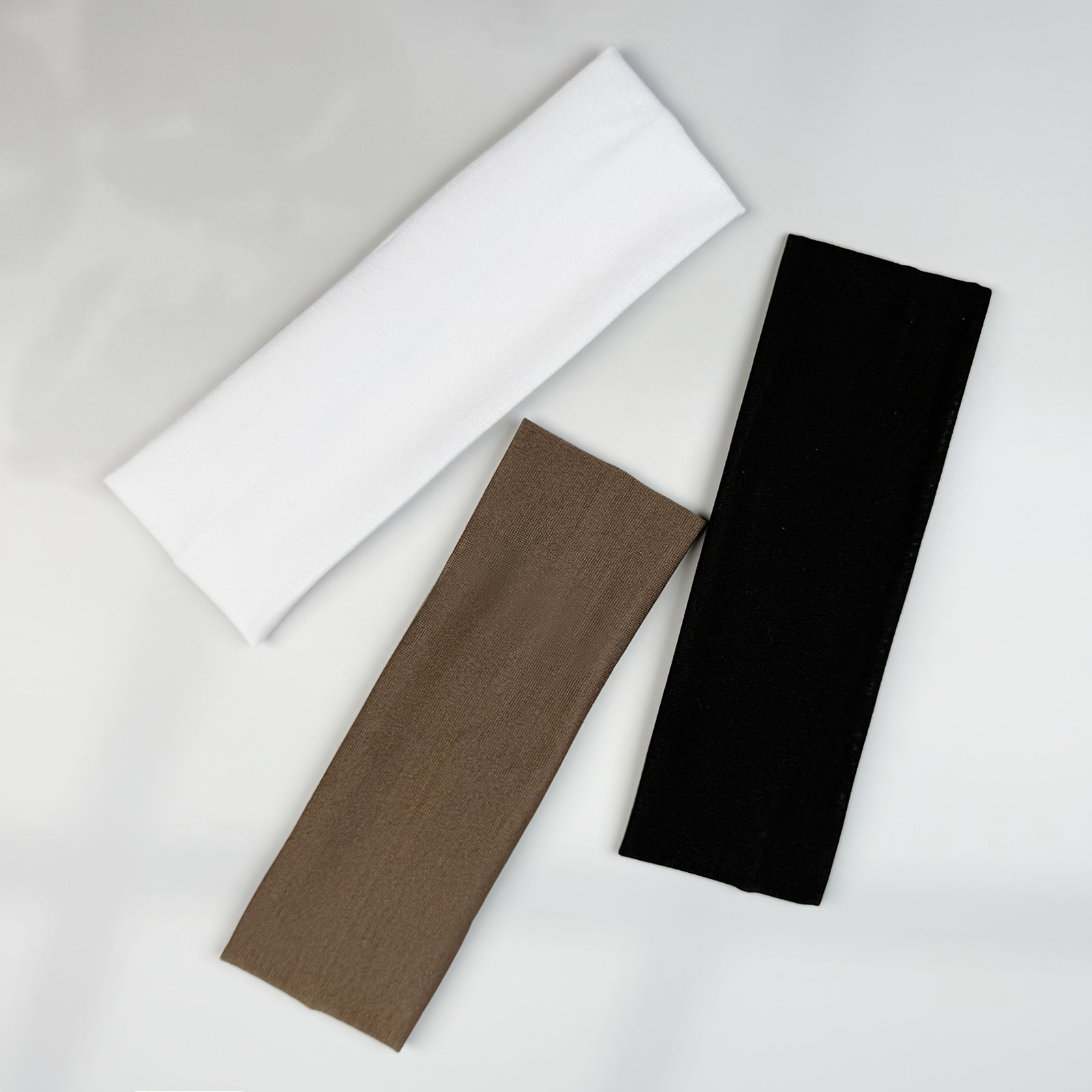 TEMU 3 piezas de cintas para el cabello anchas de color sólido, turbante elástico, cintas para la cabeza, cintas elásticas para el cabello para